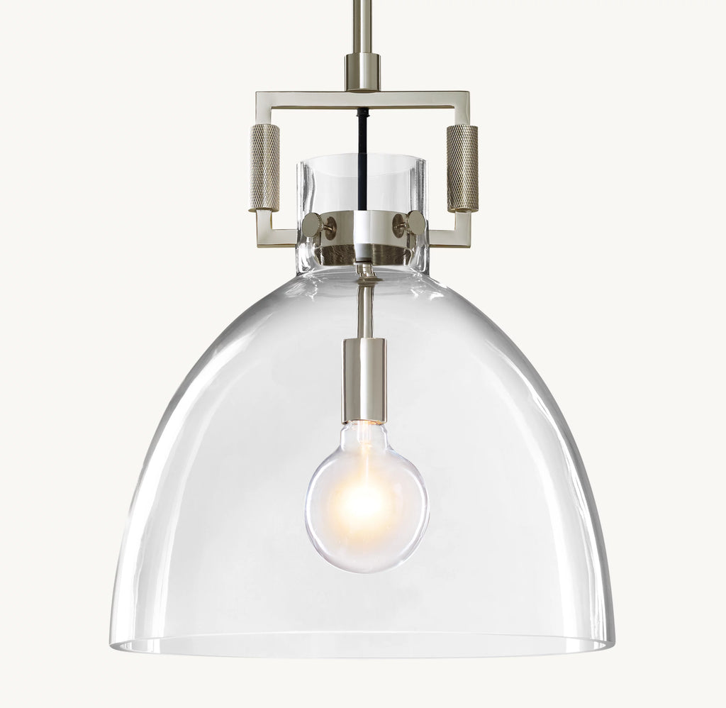 18 Inch Clear Glass Dome Pendant Light - Machinist