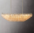 54 Inch Clear Murano Glass Tiered Rectangular Chandelier - Chiara