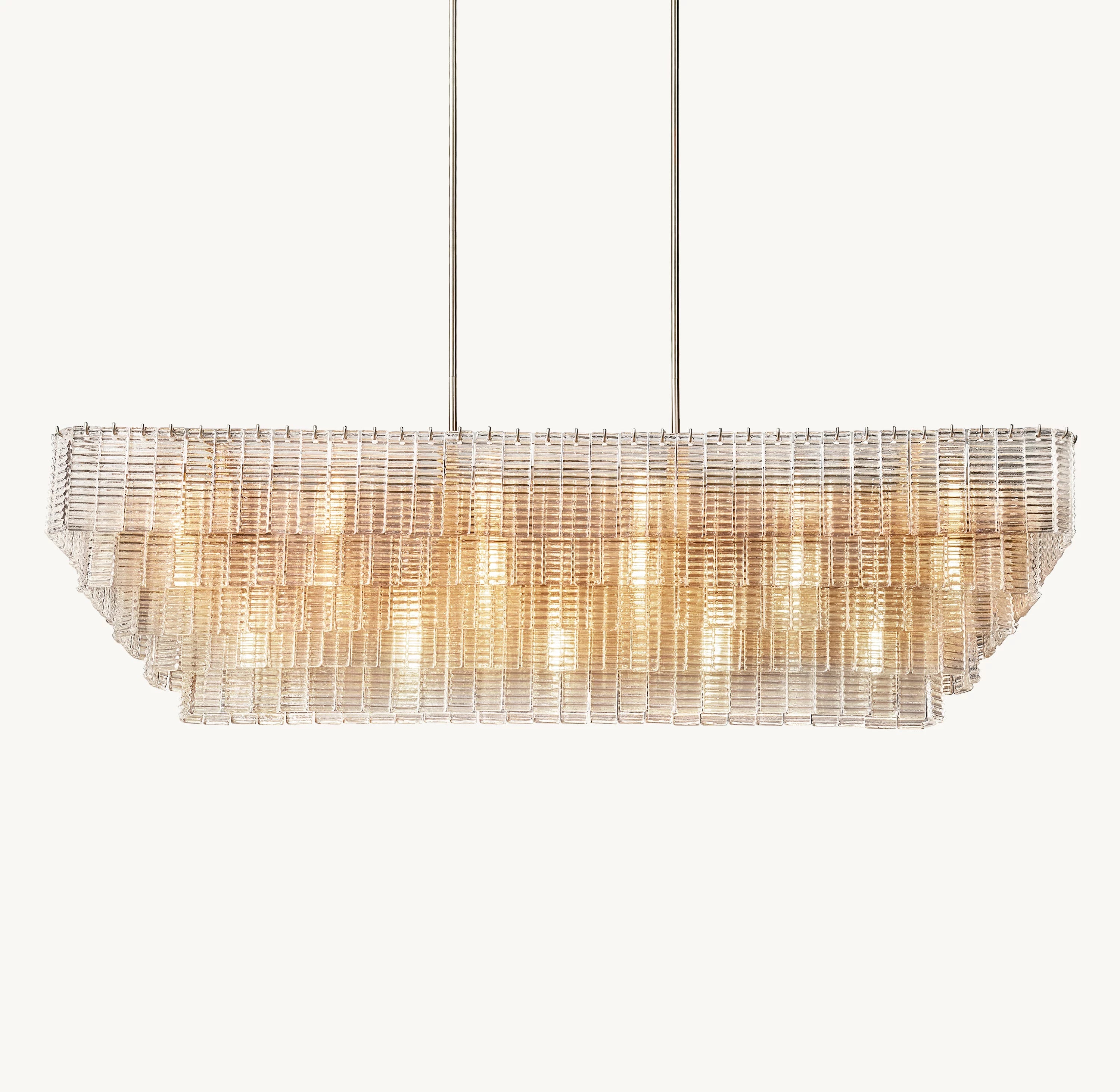 77 Inch Ribbed Clear Glass Rectangular Chandelier - Sirene