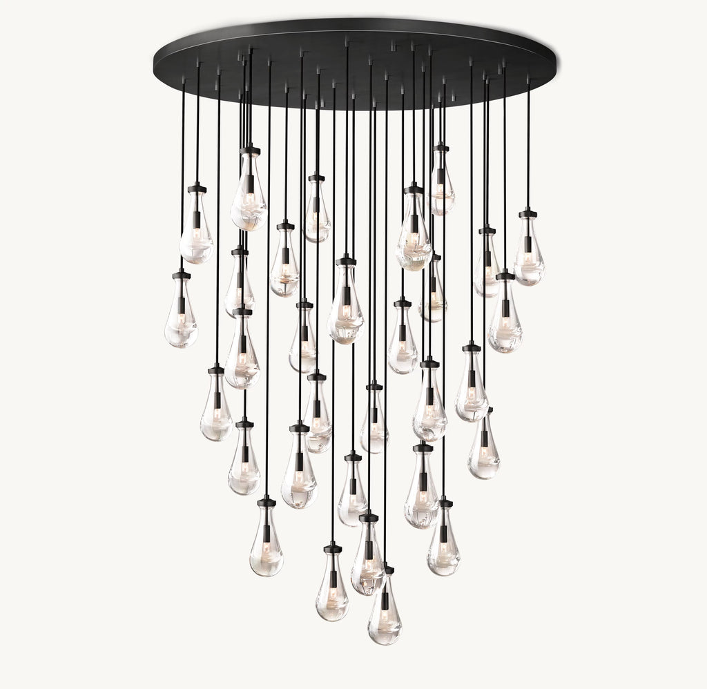 60 Inch Raindrop Glass Round Chandelier – Ava