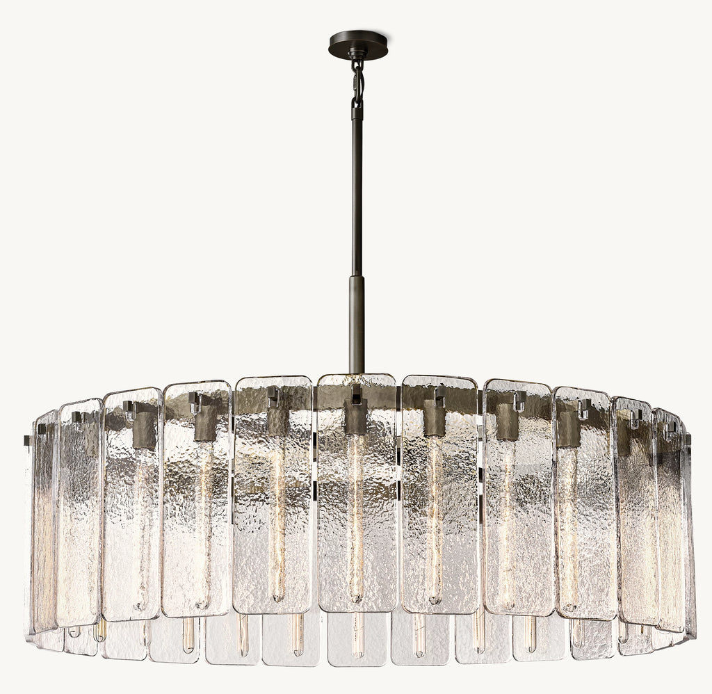 48 Inch Textured Glass Round Chandelier - Calamette