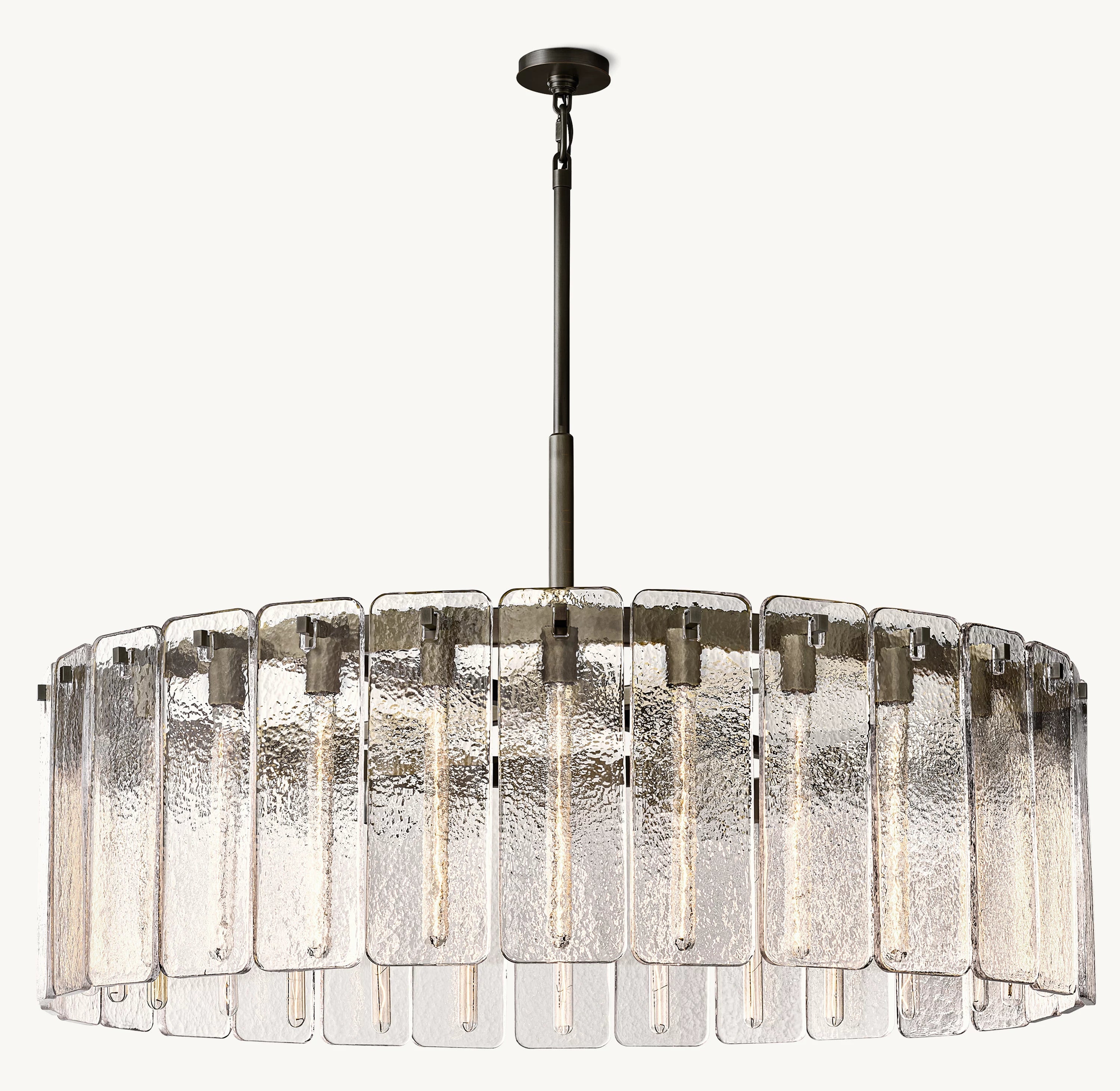 48 Inch Textured Glass Round Chandelier - Calamette