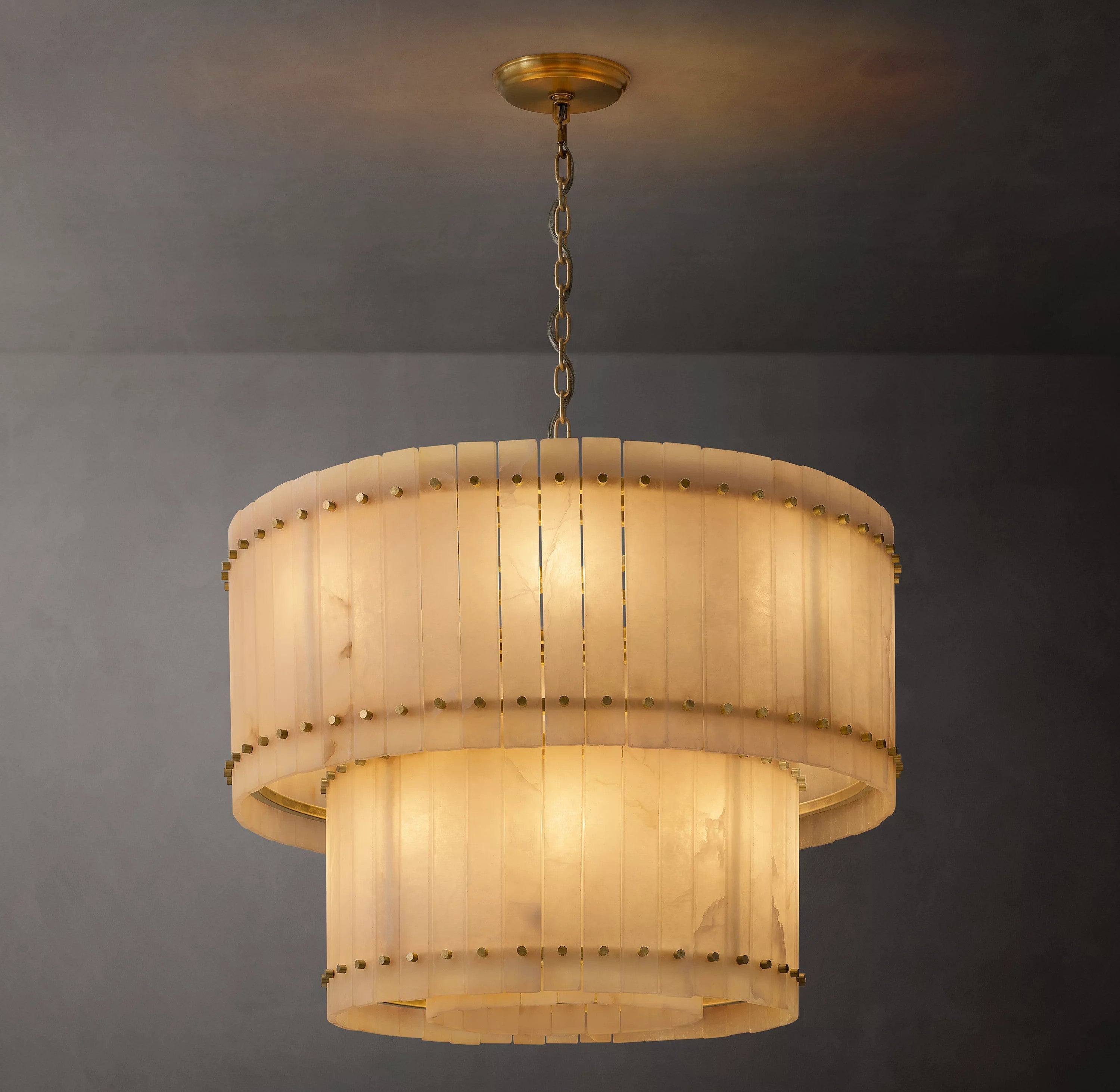 37 Inch Alabaster Two-Tier Chandelier - San Marco