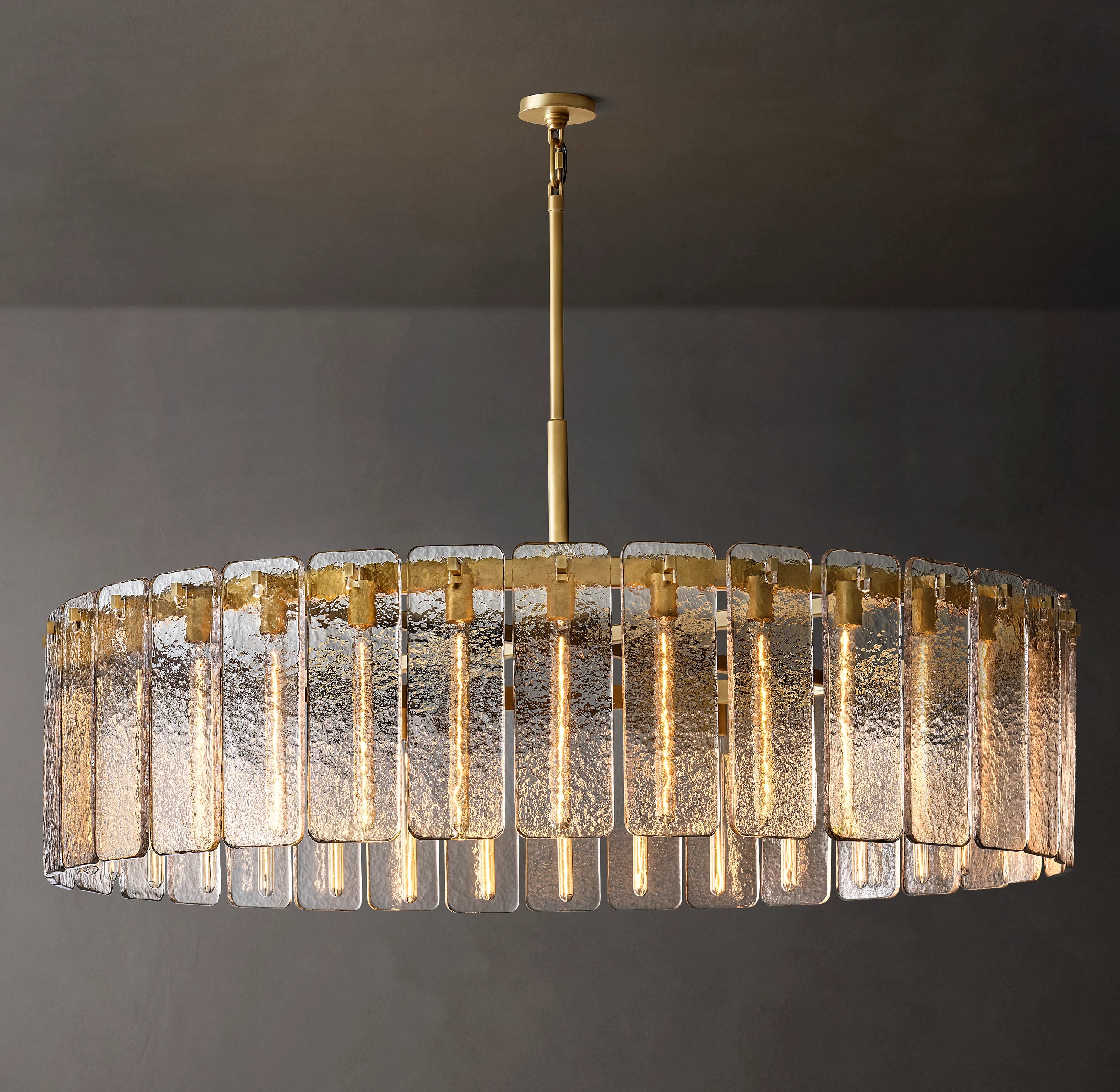 60 Inch Textured Glass Round Chandelier - Calamette