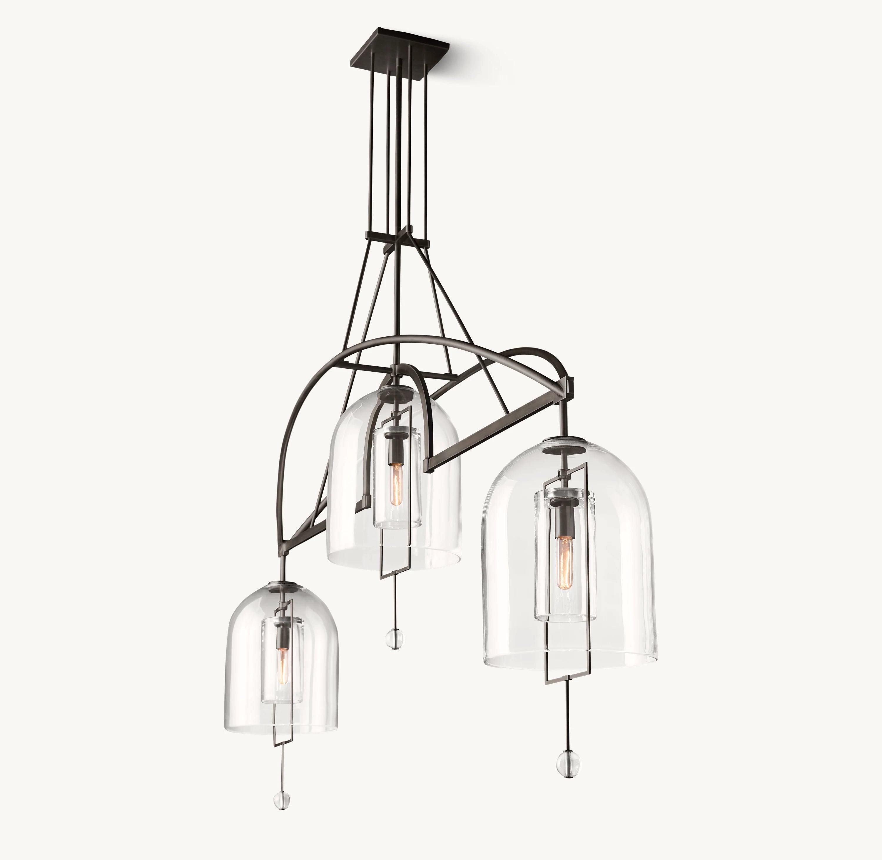 61 Inch Bell Glass Linear Chandelier - Fulcrum