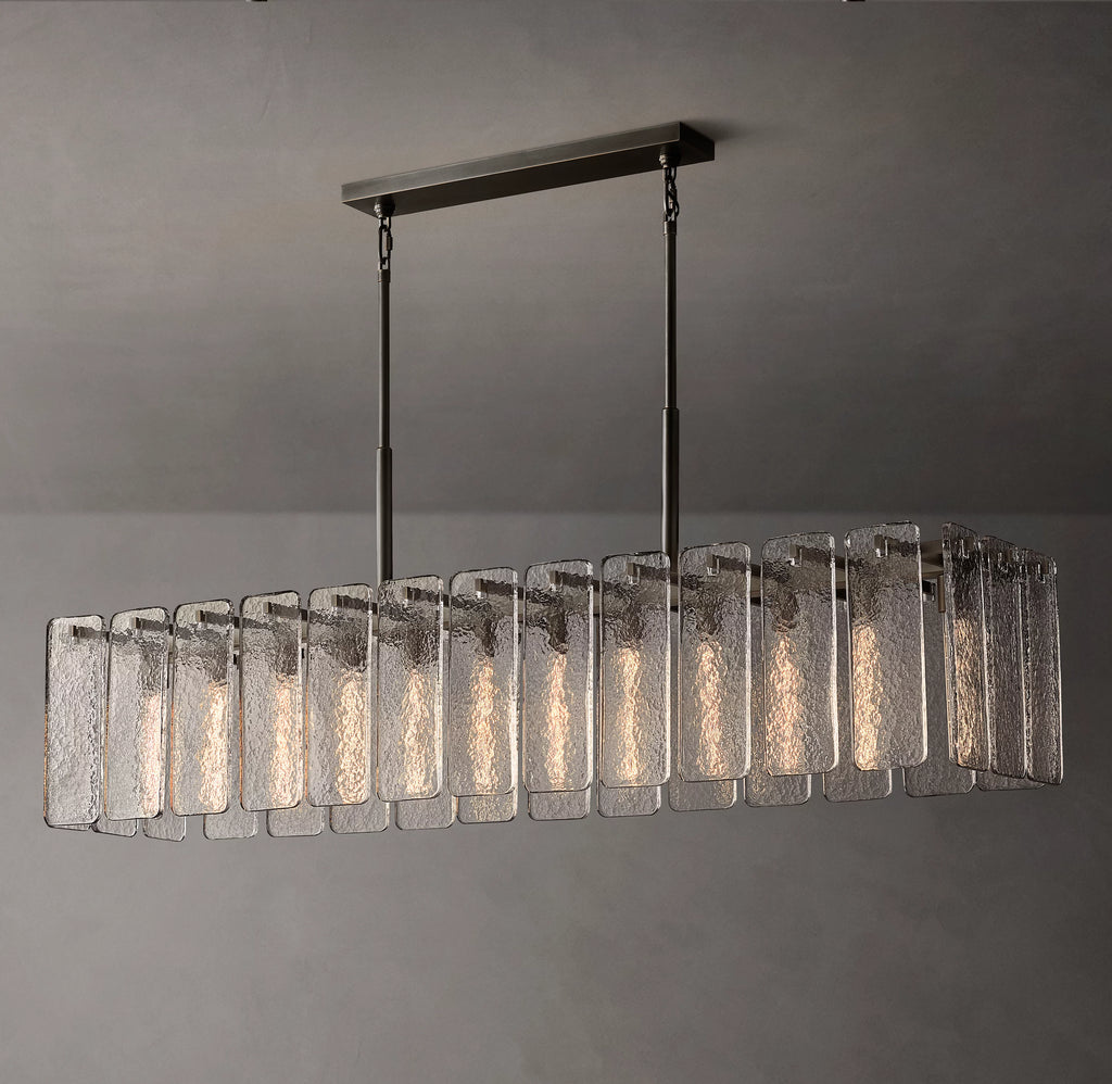 72 Inch Textured Glass Rectangular Chandelier - Calamette