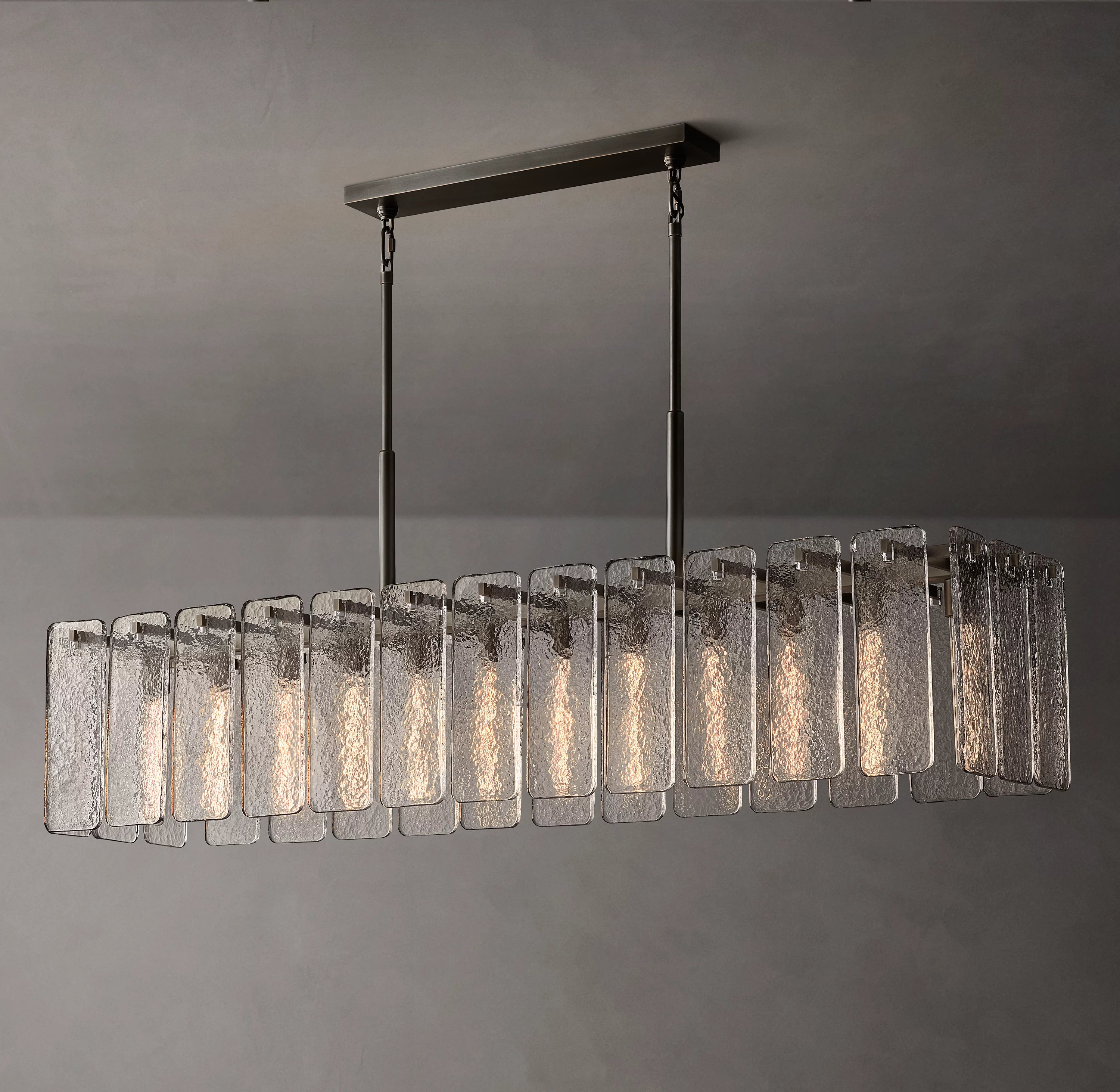 72 Inch Textured Glass Rectangular Chandelier - Calamette