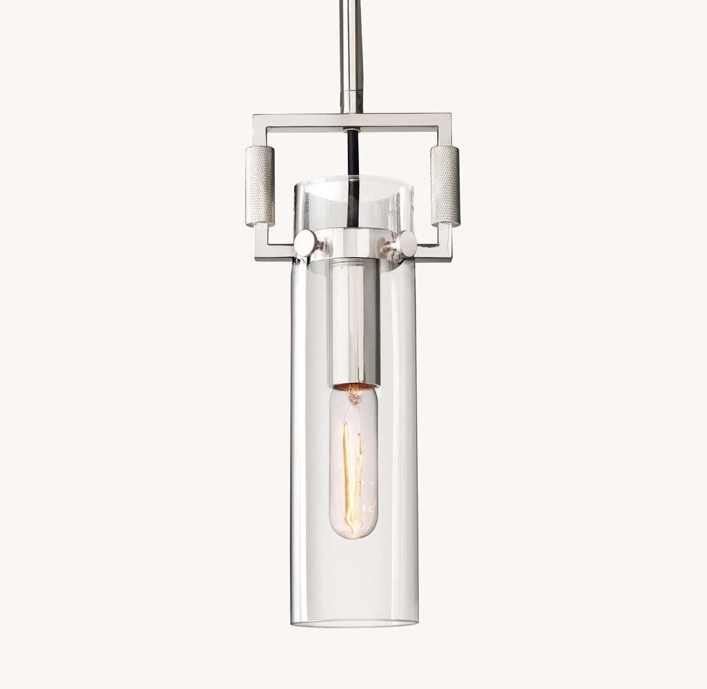 7 Inch Clear Glass Short Cylinder Pendant Light - Machinist