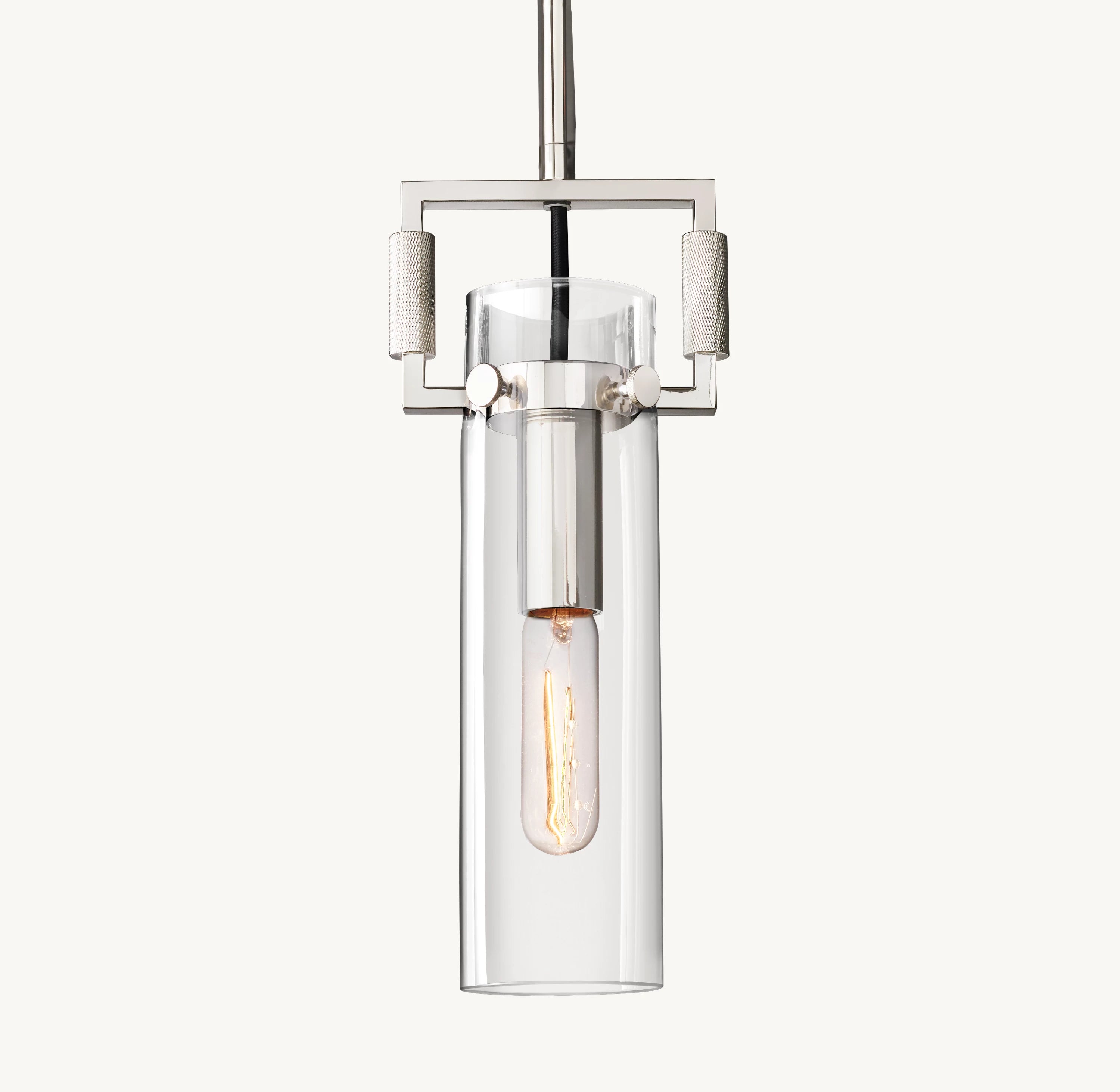 7 Inch Clear Glass Short Cylinder Pendant Light - Machinist