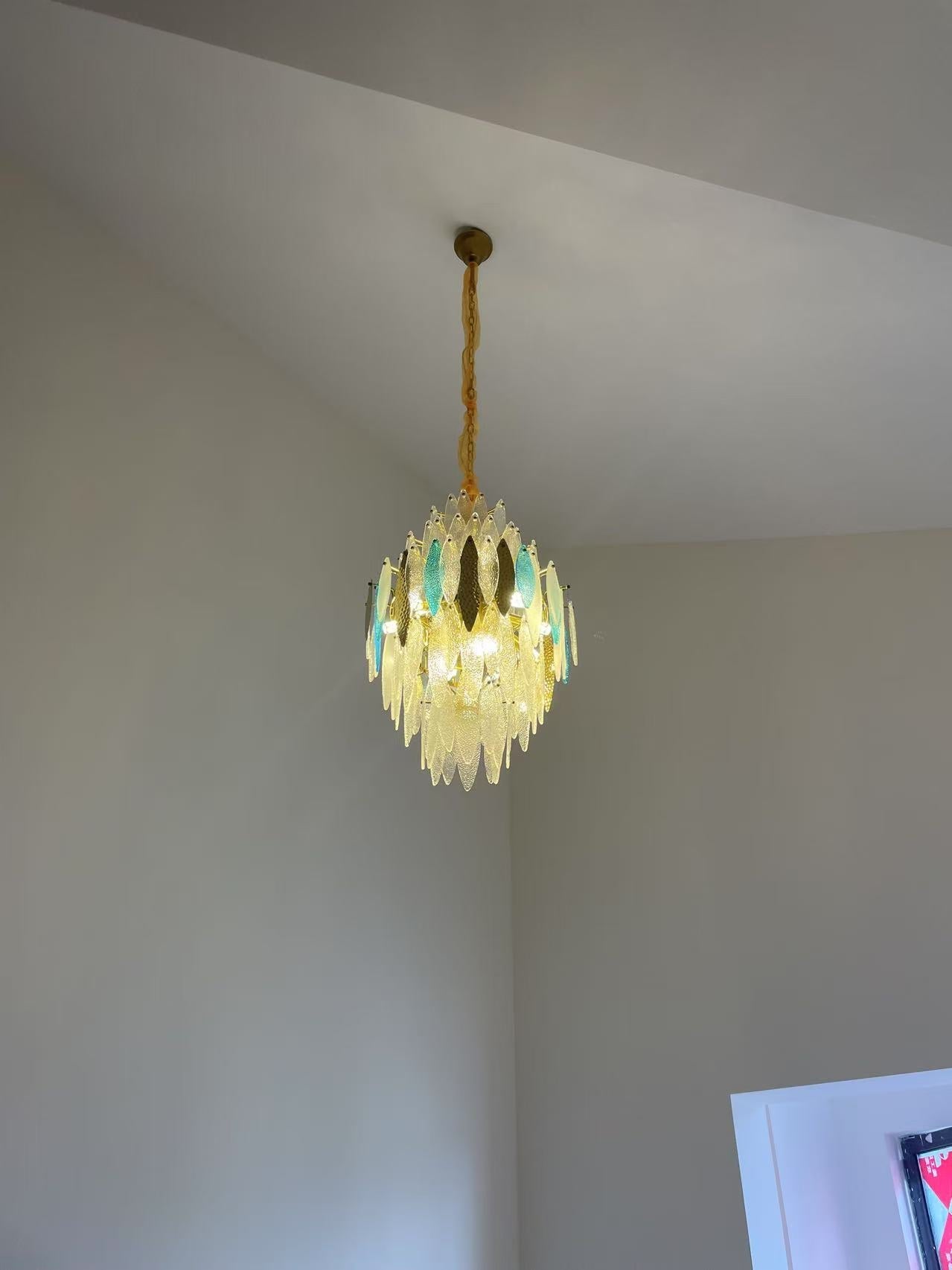 21 Inch Leaf Glass Tiered Chandelier - Daphne