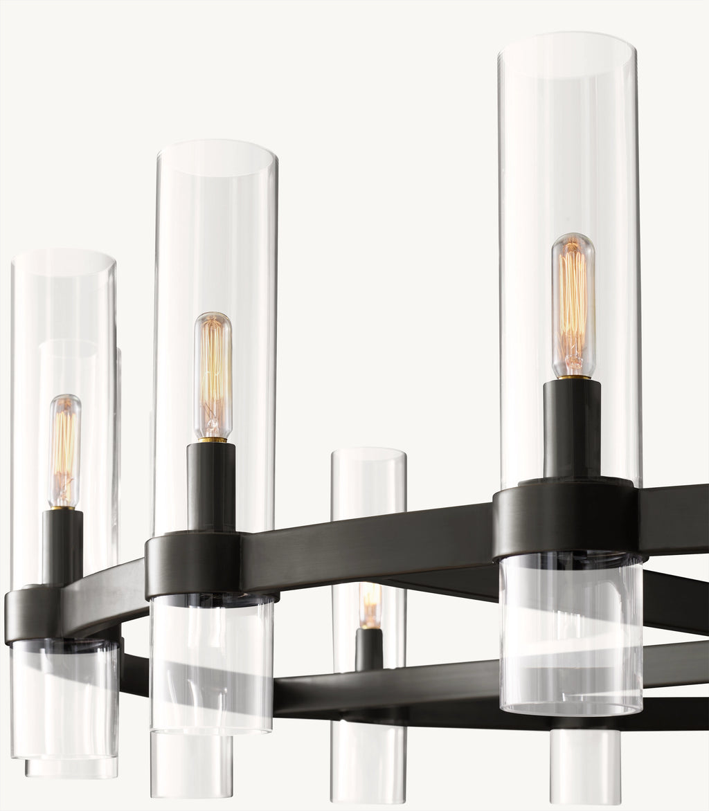 48 Inch Cylindrical Glass Candle Round Chandelier - Ravelle