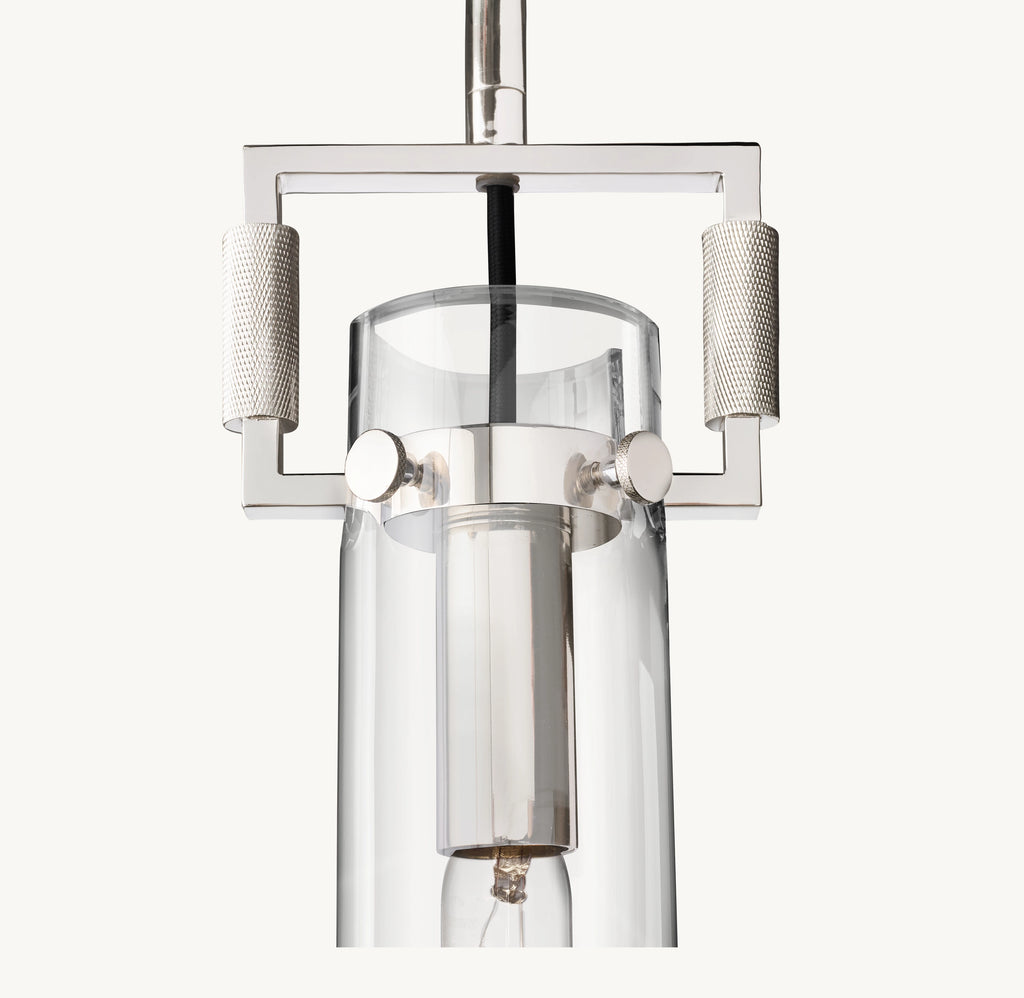 7 Inch Clear Glass Long Cylinder Pendant Light - Machinist
