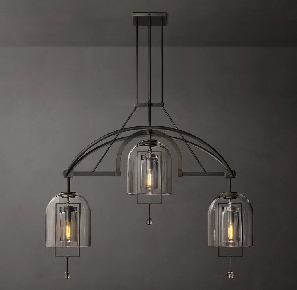 48 Inch Bell Glass Linear Chandelier - Fulcrum