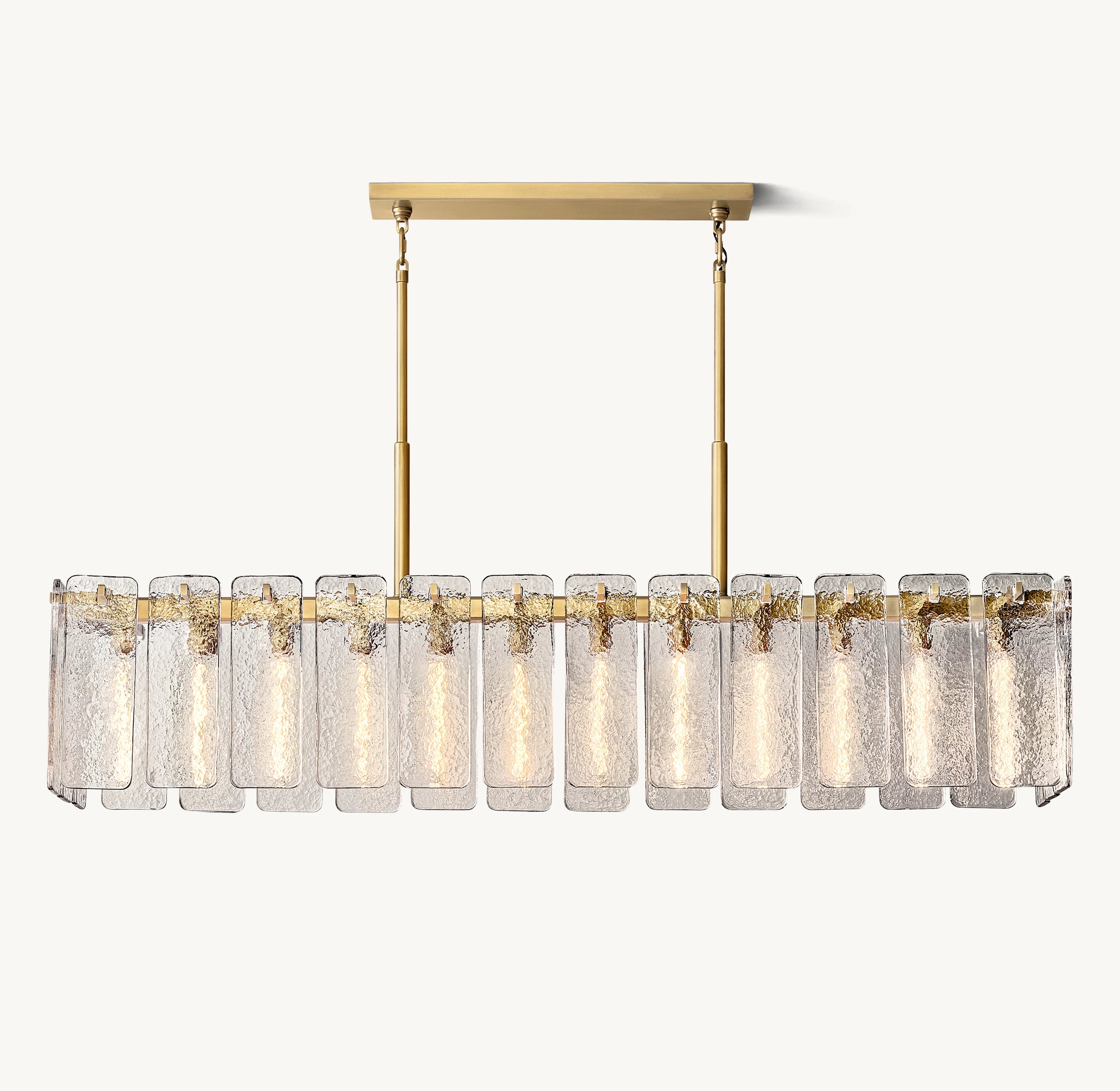72 Inch Textured Glass Rectangular Chandelier - Calamette