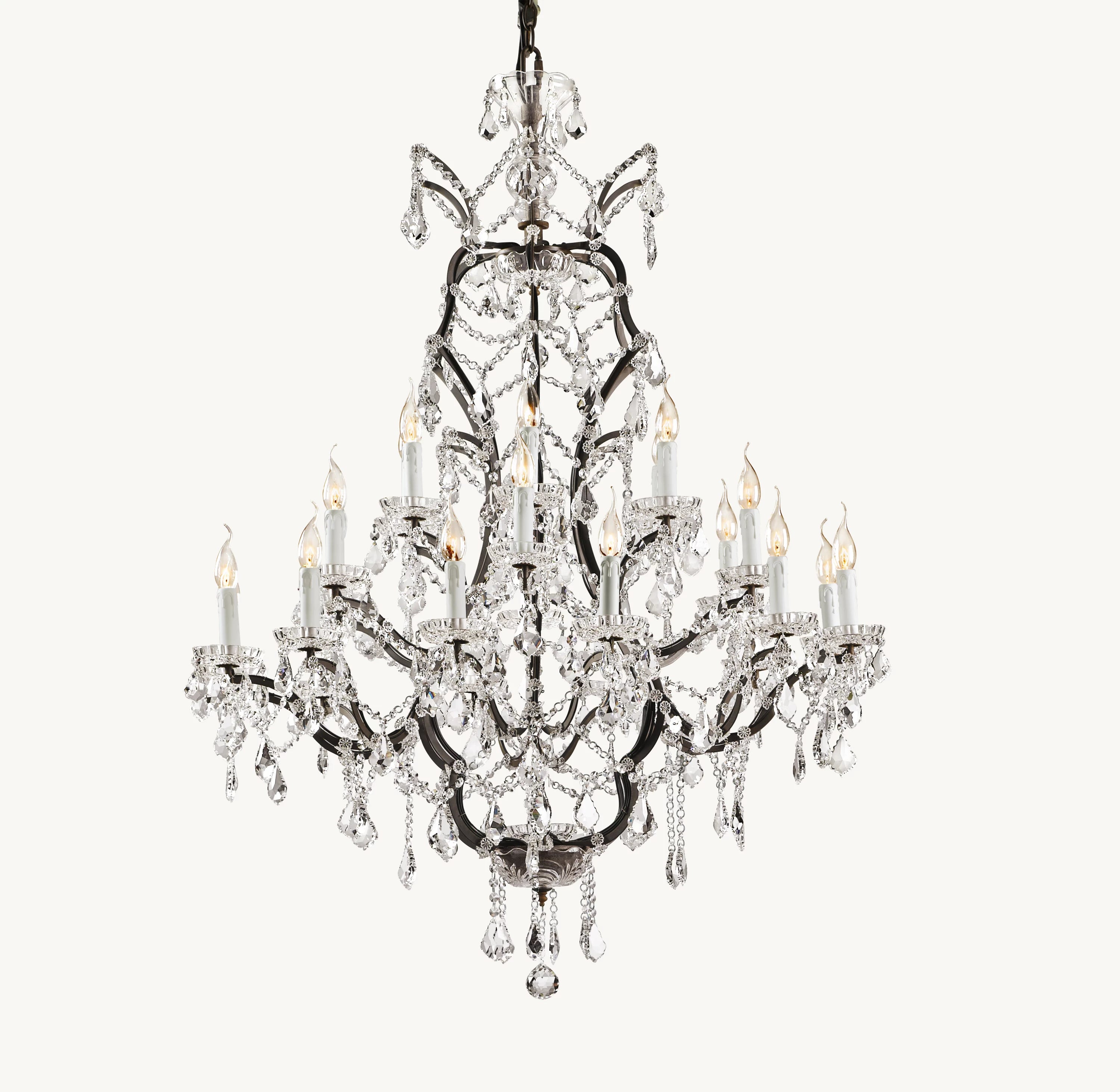 40 Inch Candelabra Crystal Chandelier - Rococo