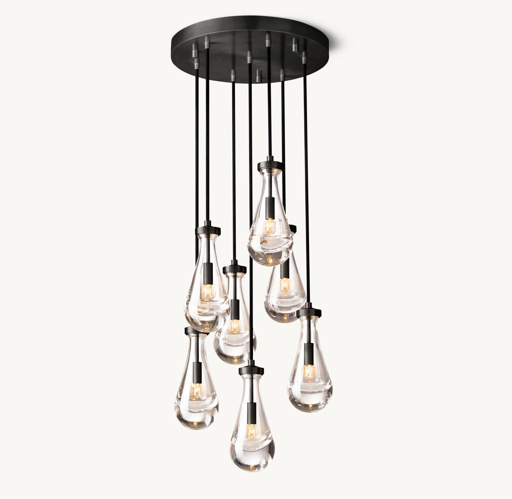 18 Inch Raindrop Glass Round Chandelier – Ava