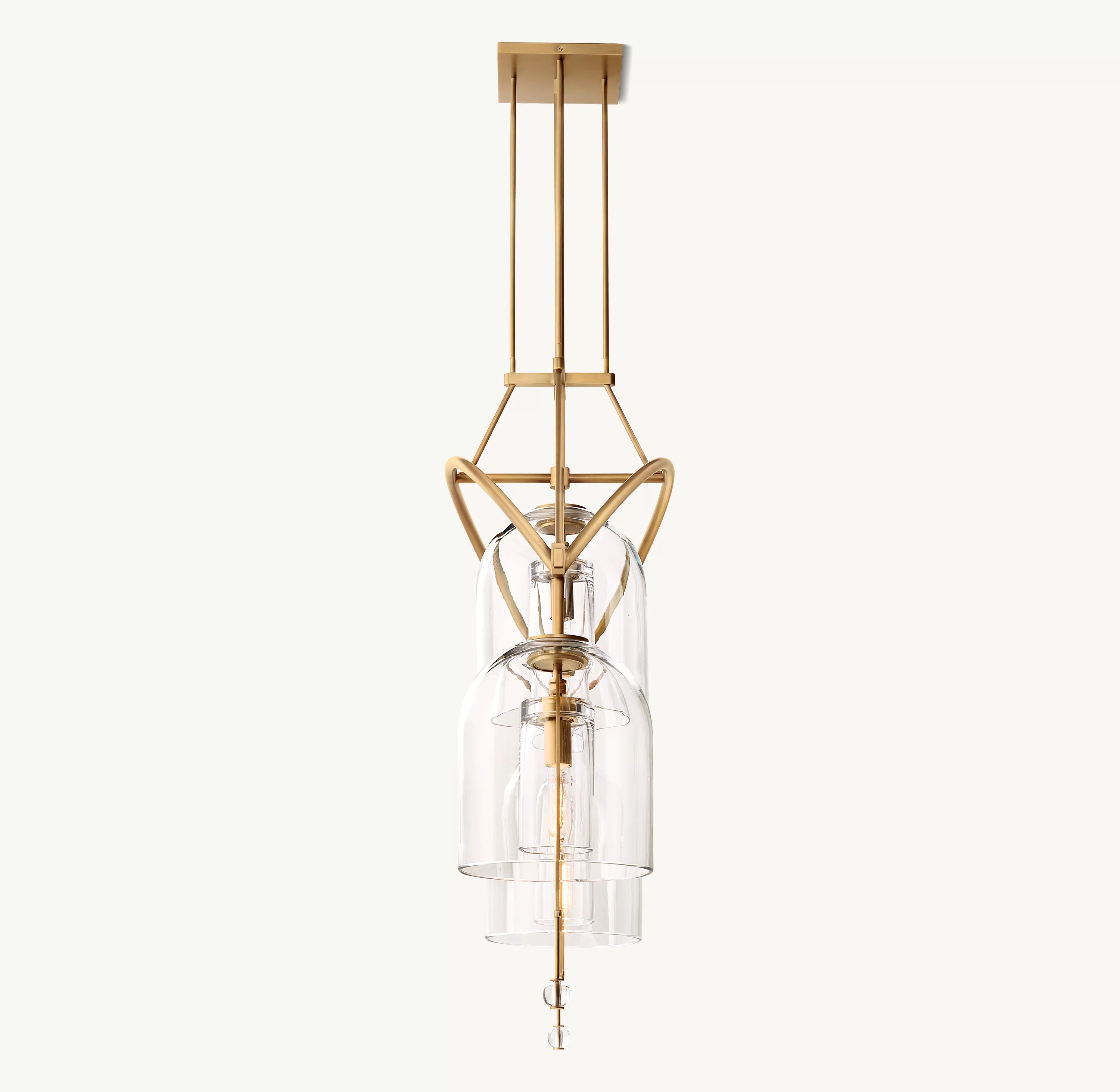 48 Inch Bell Glass Linear Chandelier - Fulcrum