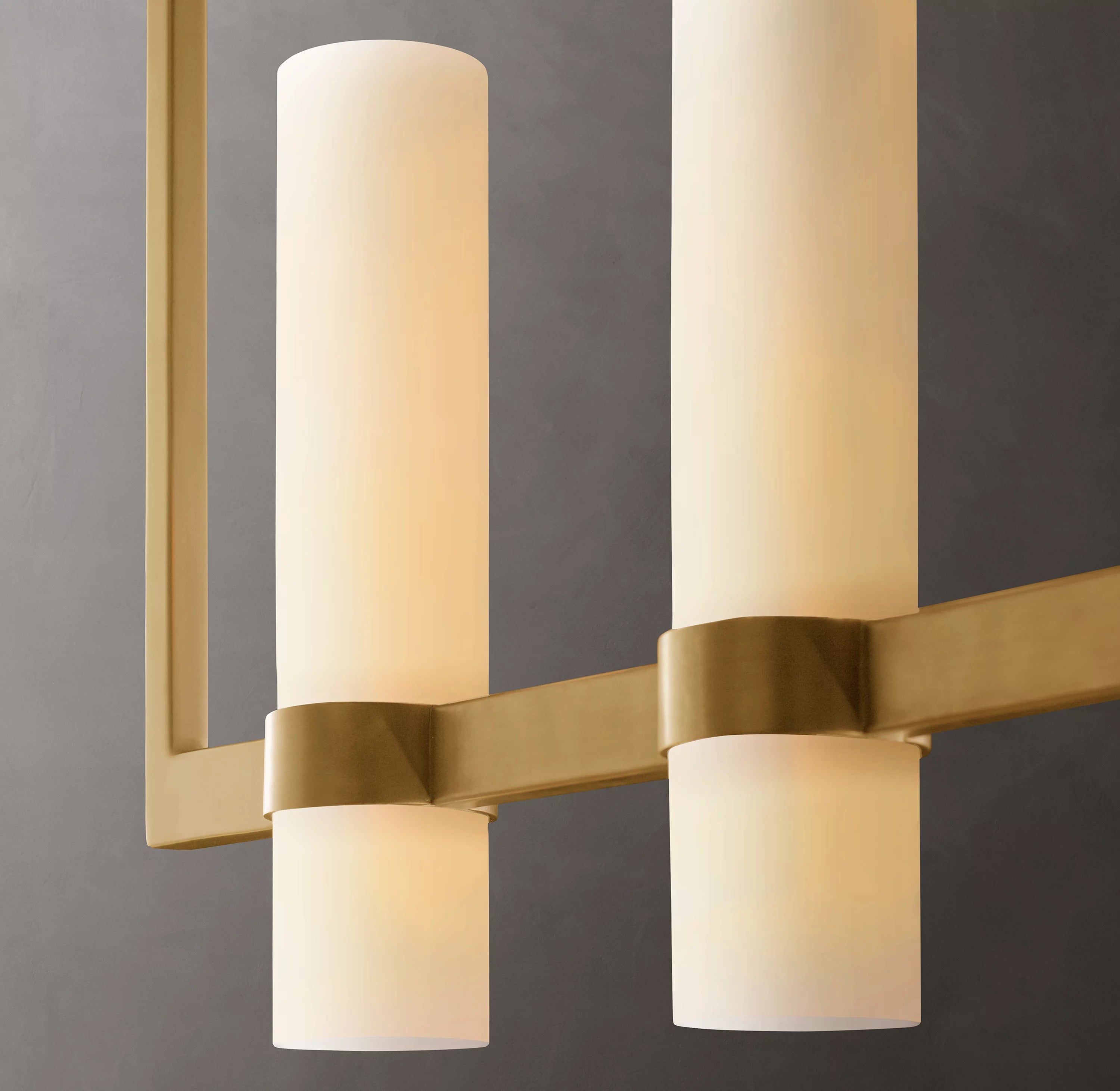 54 Inch Cylindrical Milk Glass Linear Chandelier - Ravelle