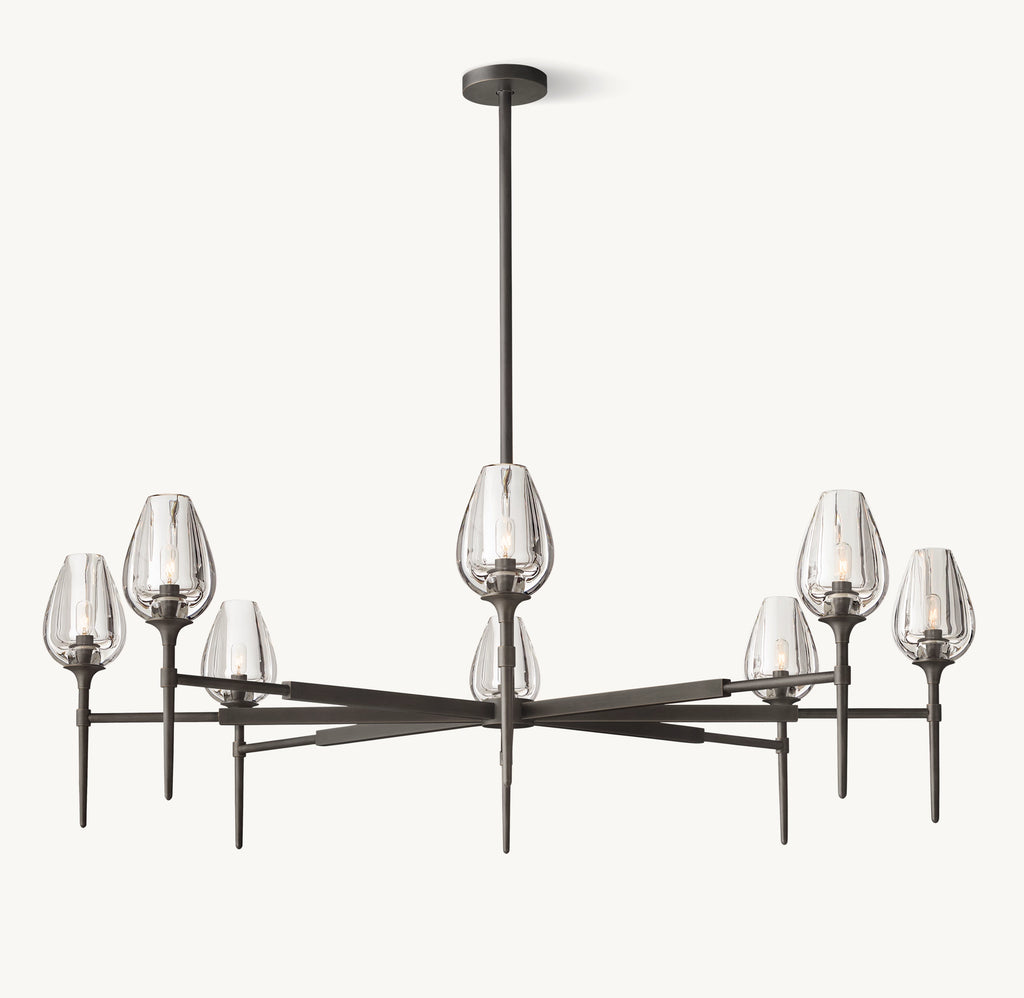 54 Inch Torchiere Crystal Arm Chandelier - Tulip