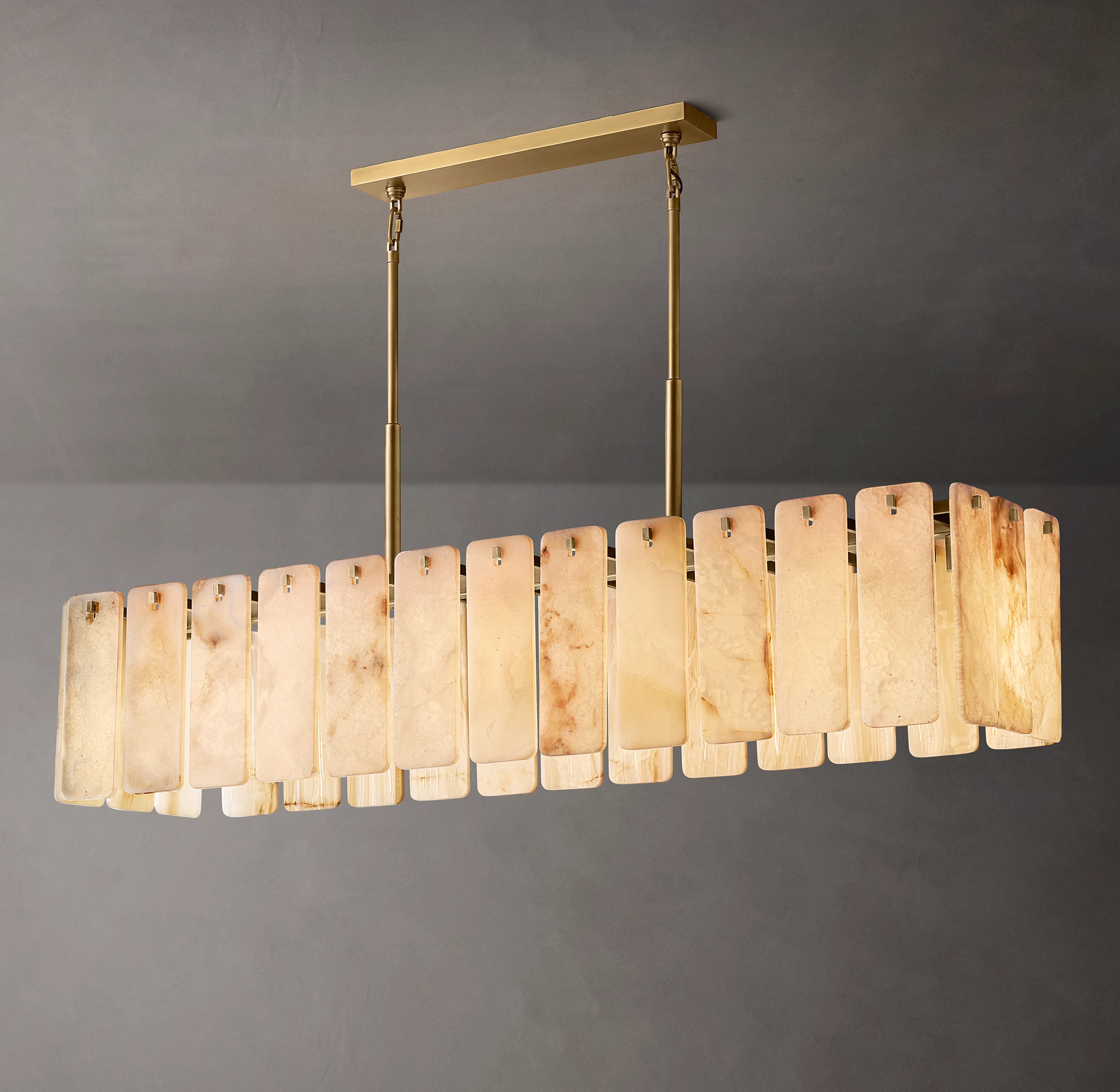 72 Inch Alabaster Rectangular Chandelier - Calamette