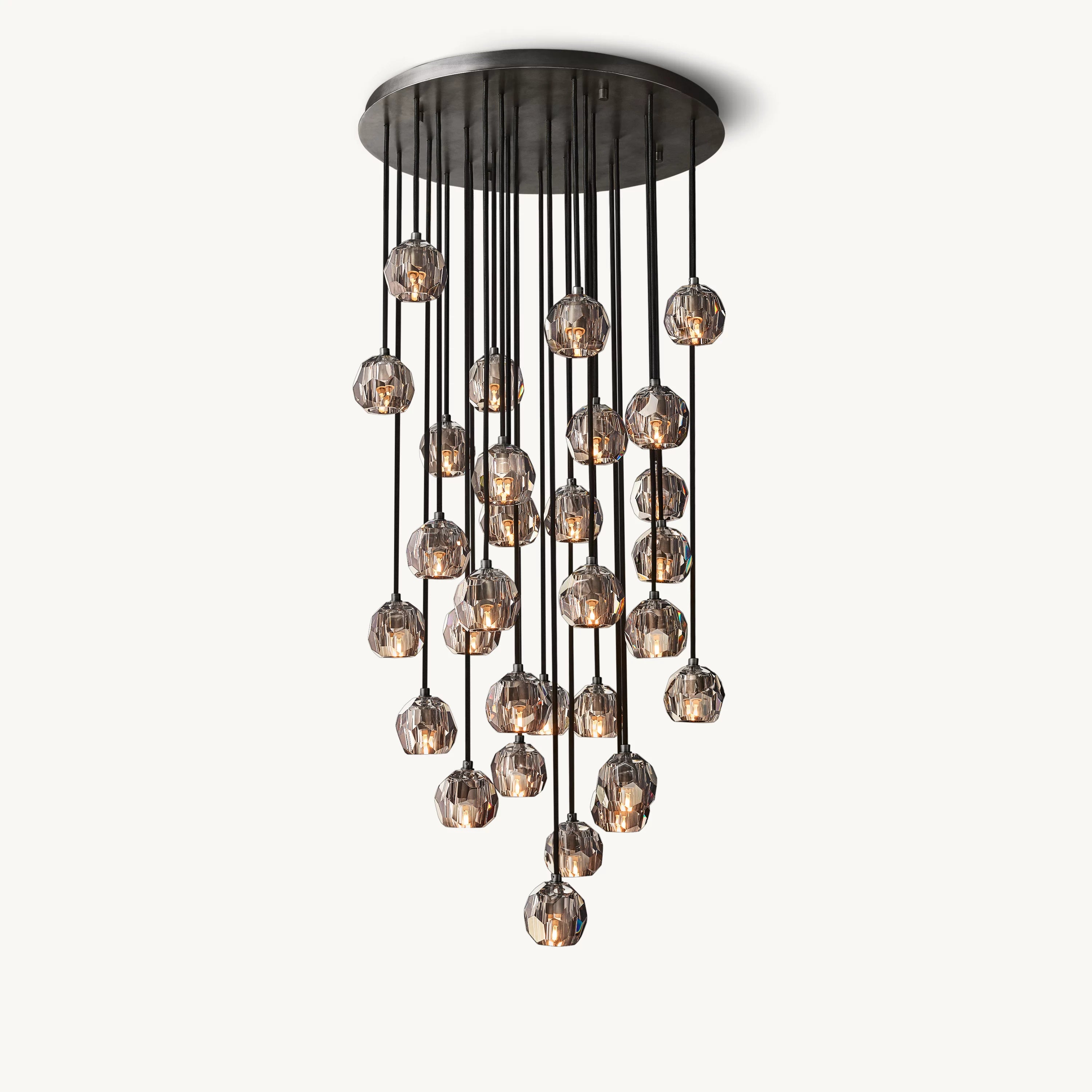 30 Inch Smoked Crystal Cluster Chandelier – Boule