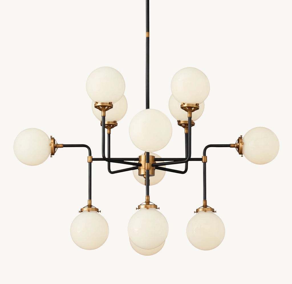 42 Inch Milk Glass Sputnik Globe Chandelier - Bistro