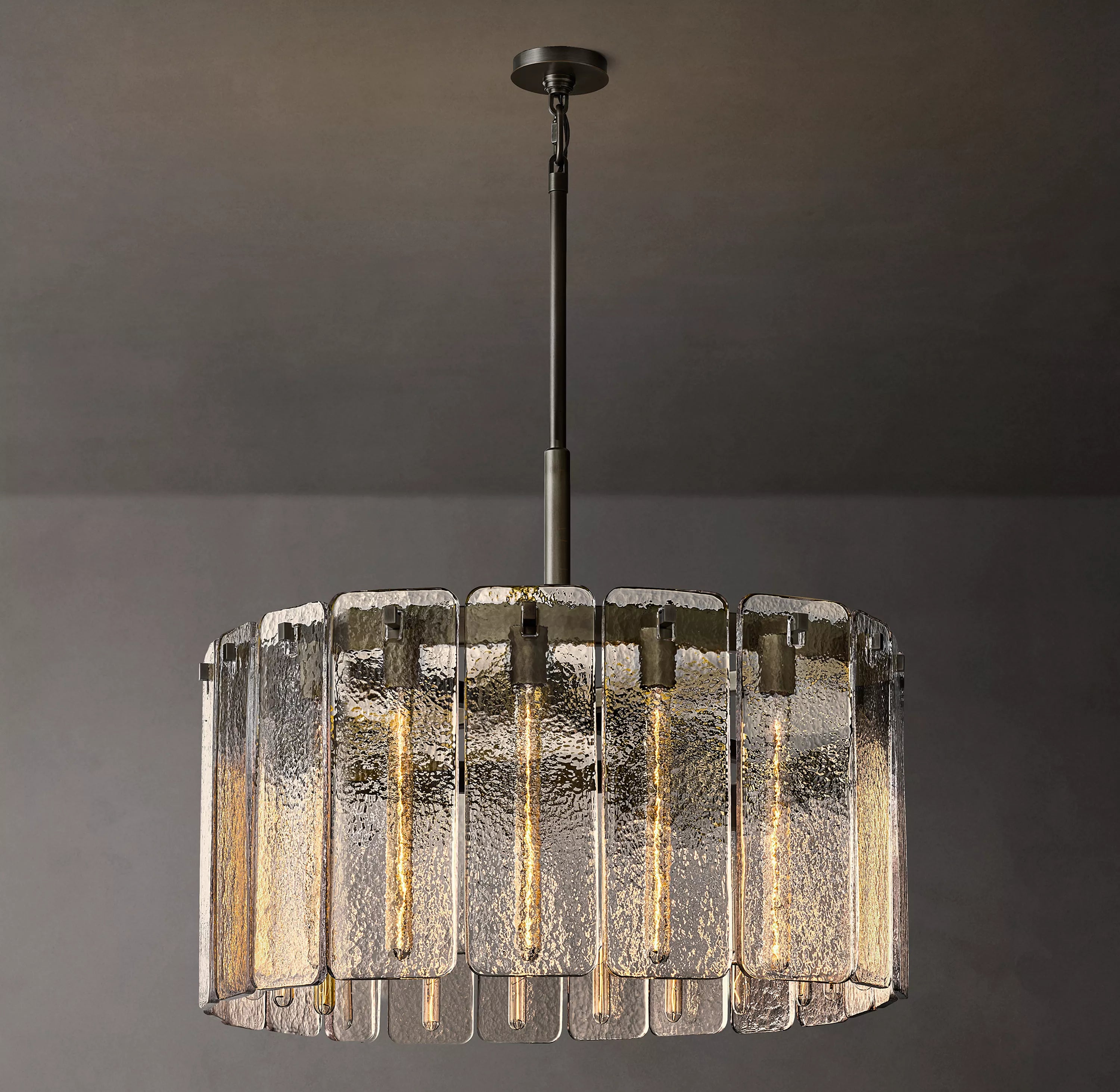 36 Inch Textured Glass Round Chandelier - Calamette