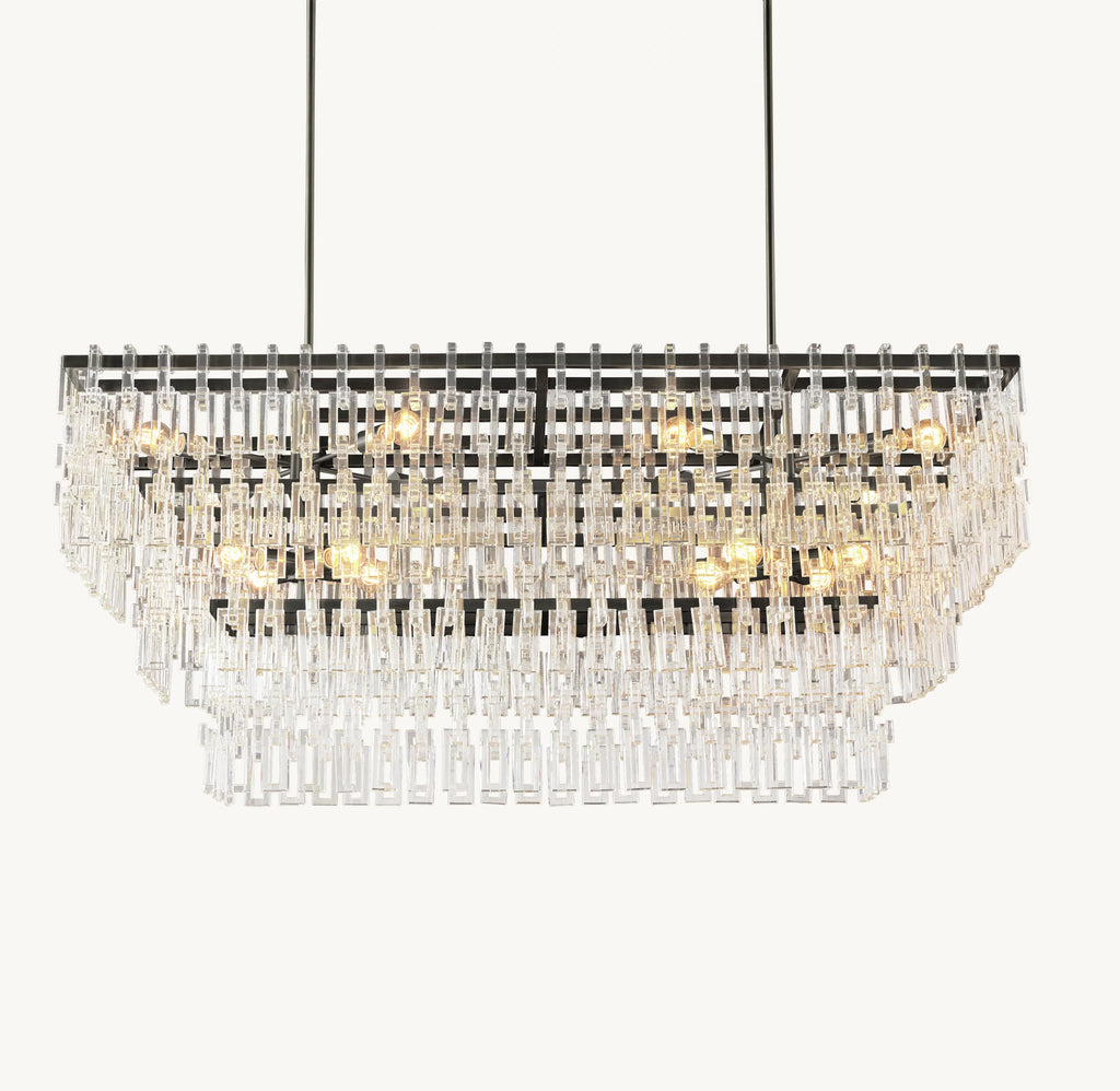 62 Inch Chain Crystal Tiered Rectangular Chandelier - Marignan