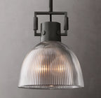 14 Inch Ribbed Glass Dome Pendant Light - Machinist