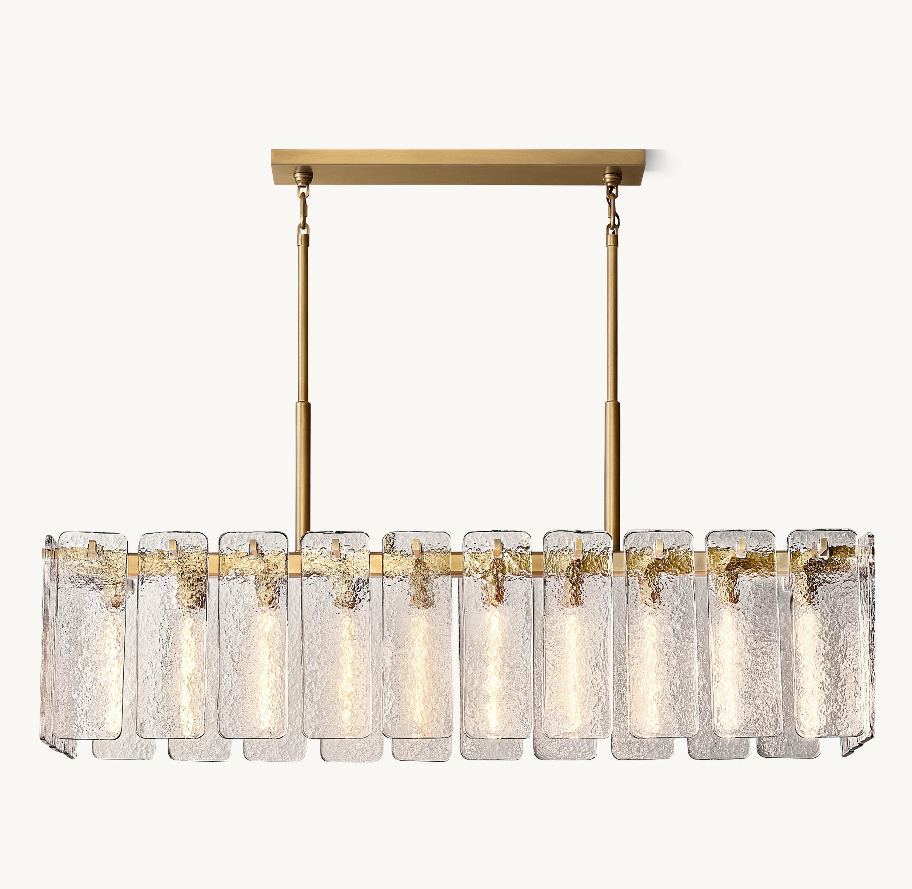 60 Inch Textured Glass Rectangular Chandelier - Calamette