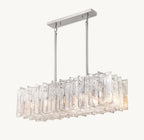 49 Inch Clear Hammered Glass Rectangular Chandelier - Lattice