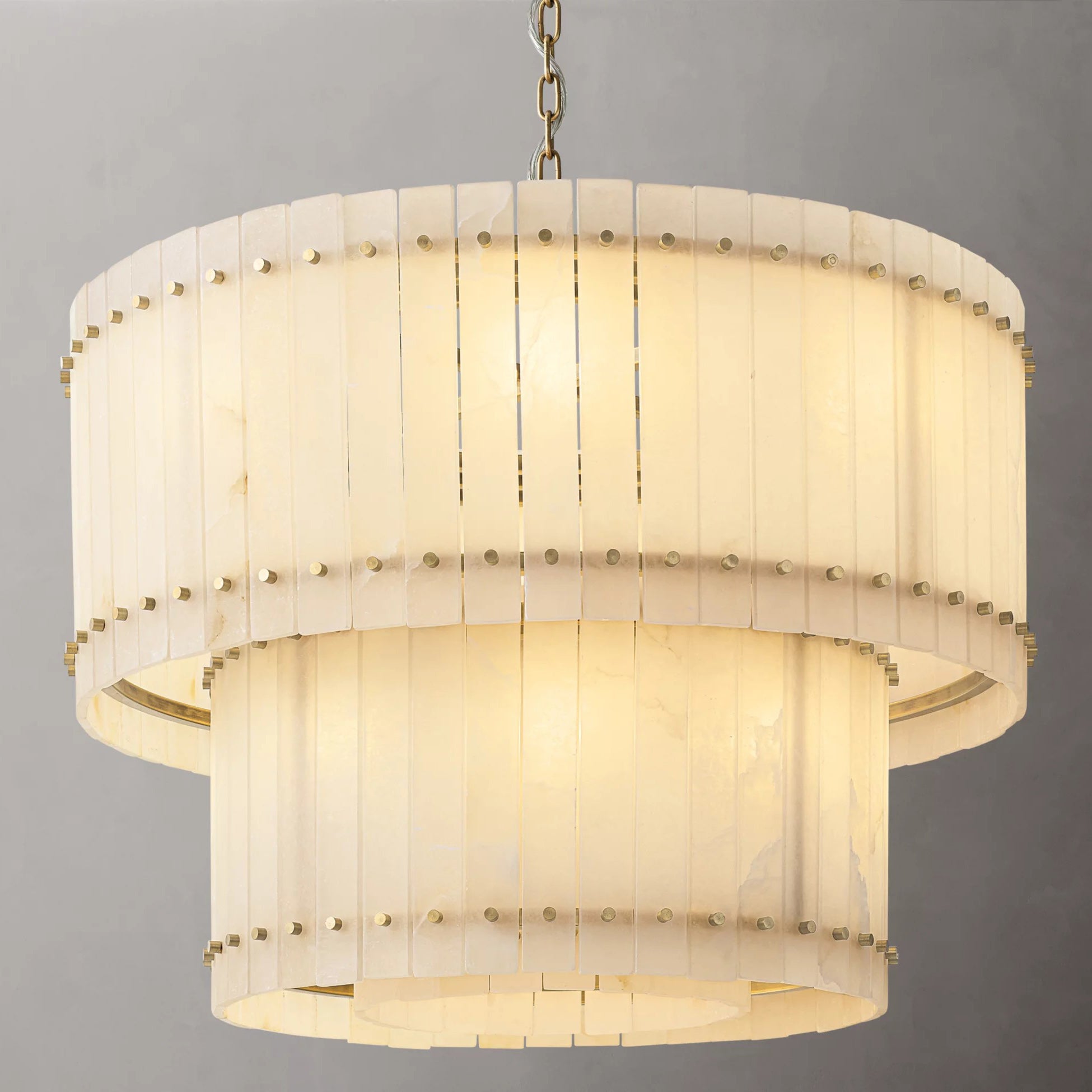 37 Inch Alabaster Two-Tier Chandelier - San Marco