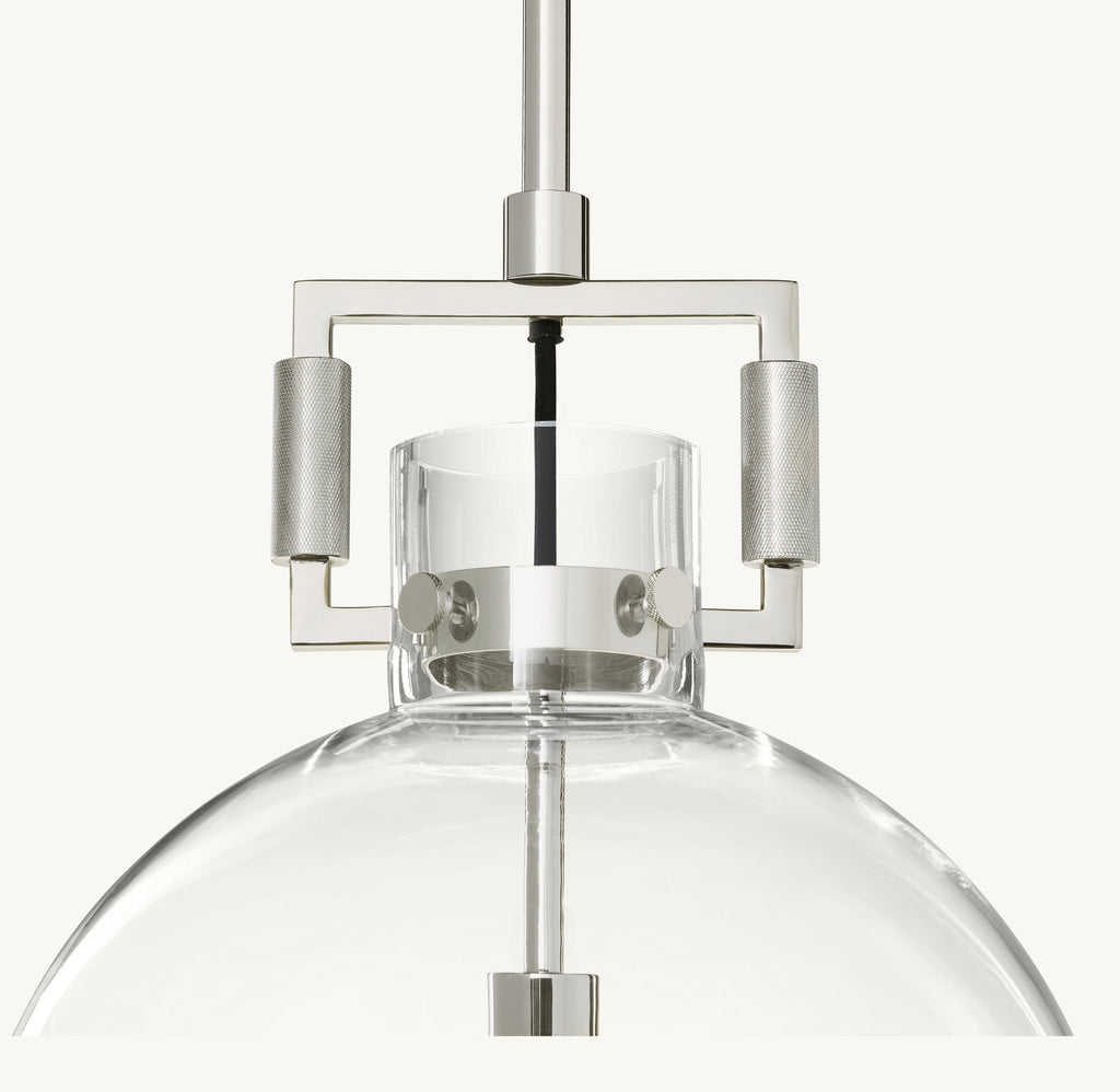 18 Inch Clear Glass Globe Pendant Light - Machinist