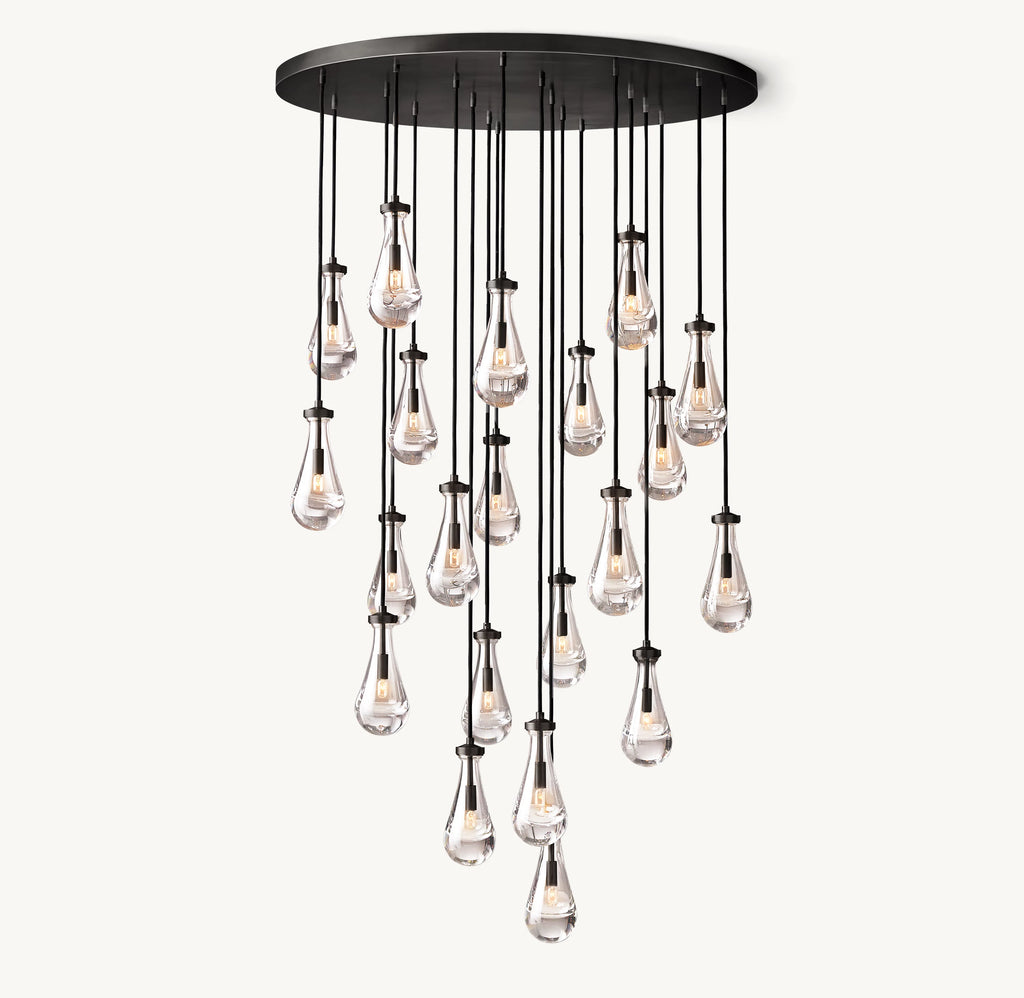 47 Inch Raindrop Glass Round Chandelier – Ava