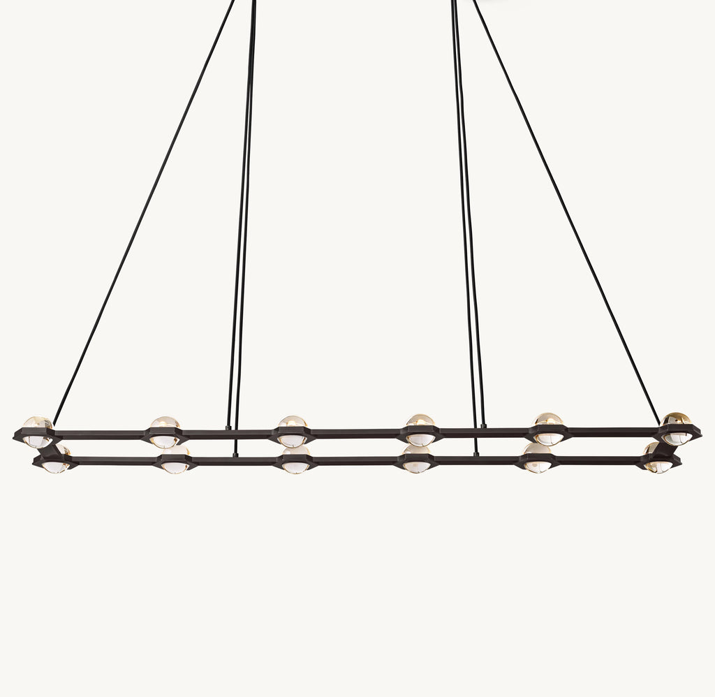72 Inch Globe Crystal Rectangular Chandelier - Eclatant