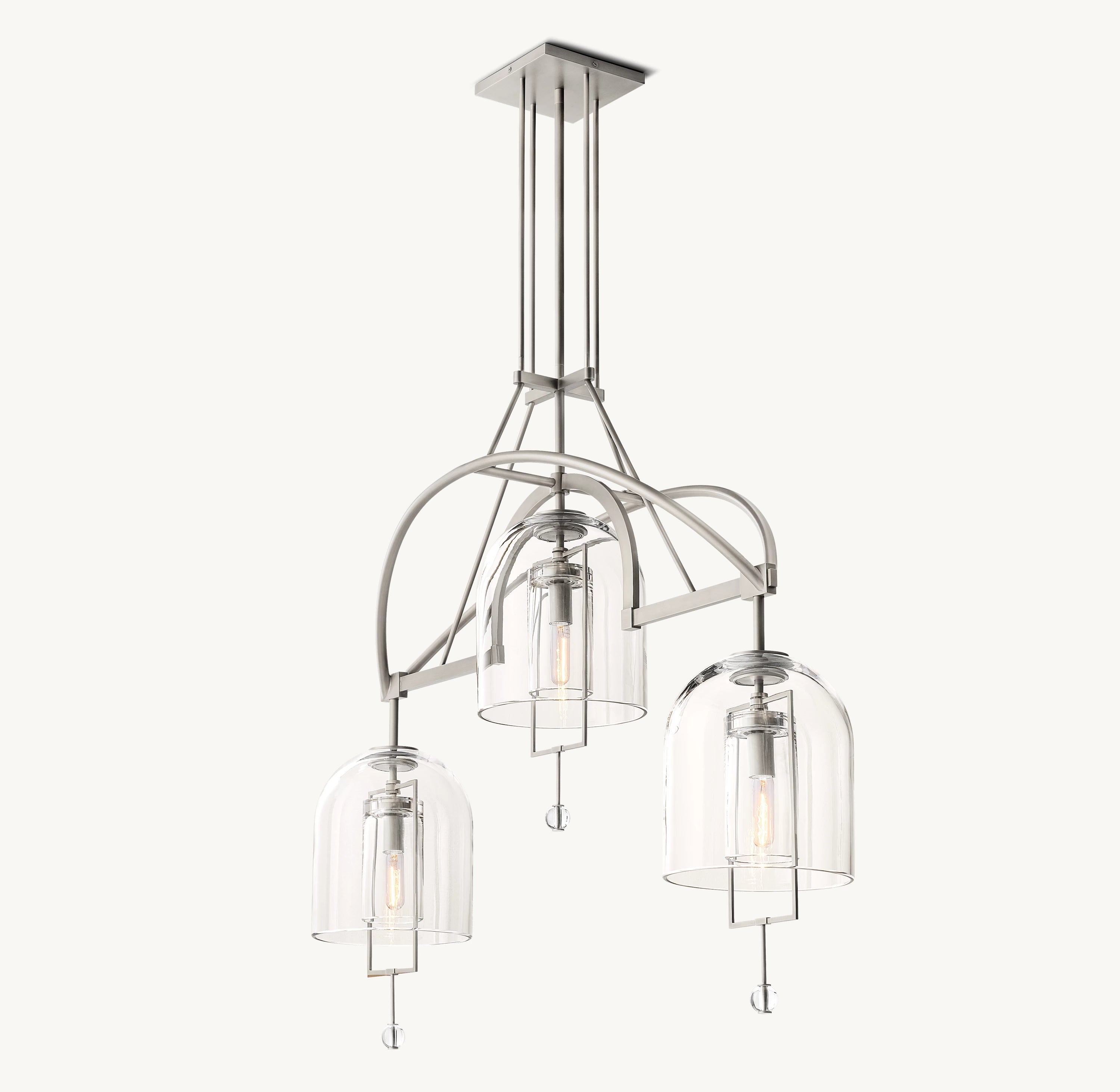 48 Inch Bell Glass Linear Chandelier - Fulcrum
