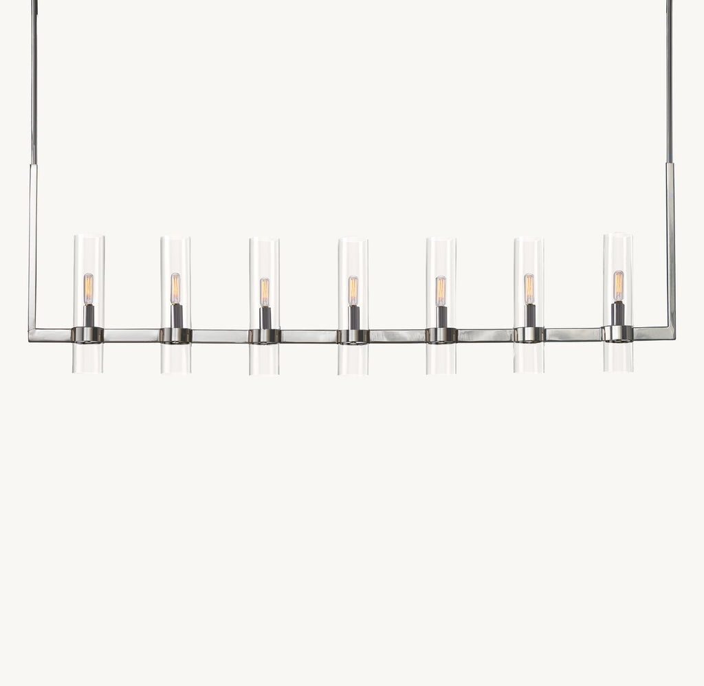 54 Inch Cylindrical Glass Candle Linear Chandelier - Ravelle