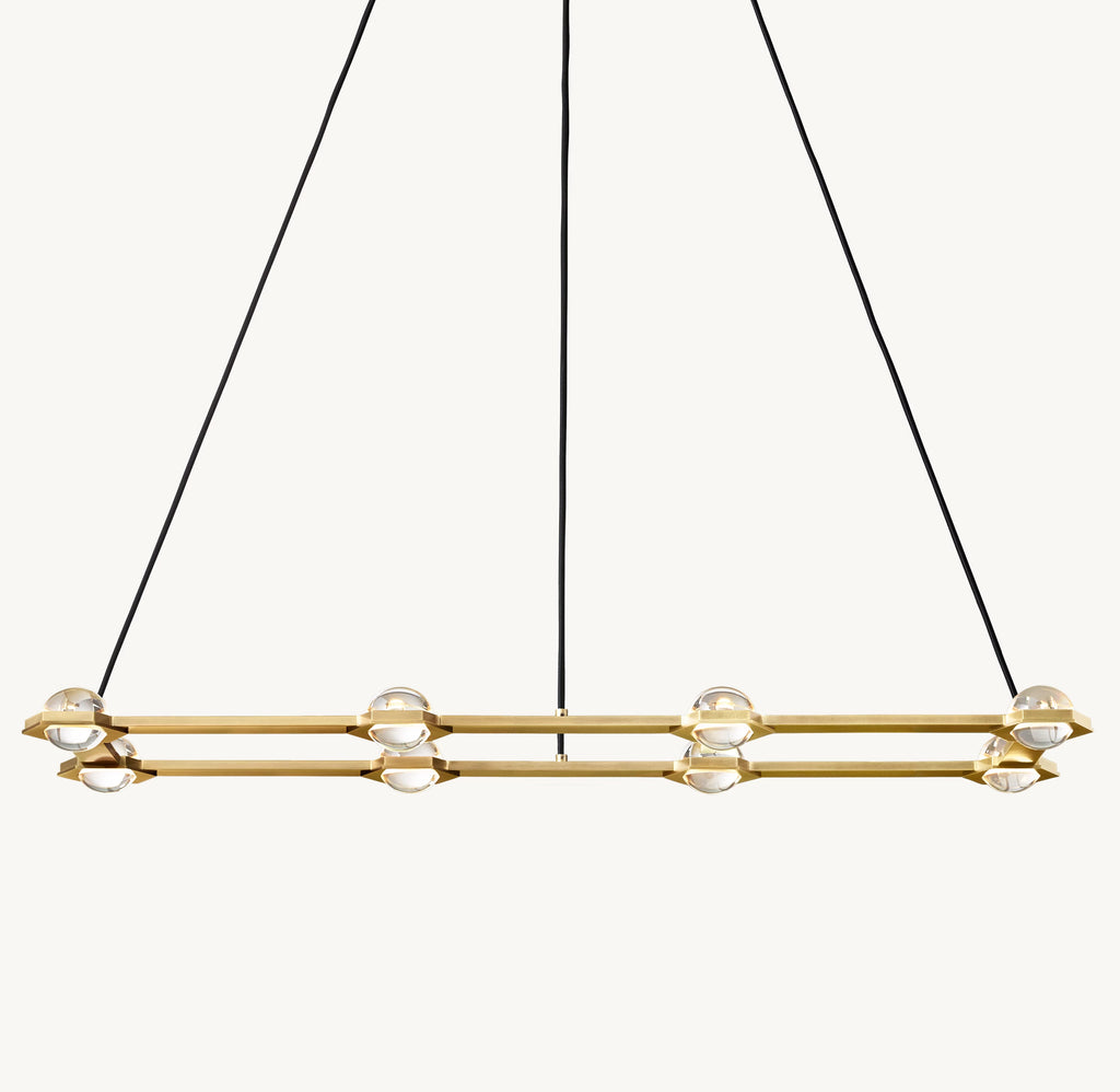 54 Inch Globe Crystal Rectangular Chandelier - Eclatant