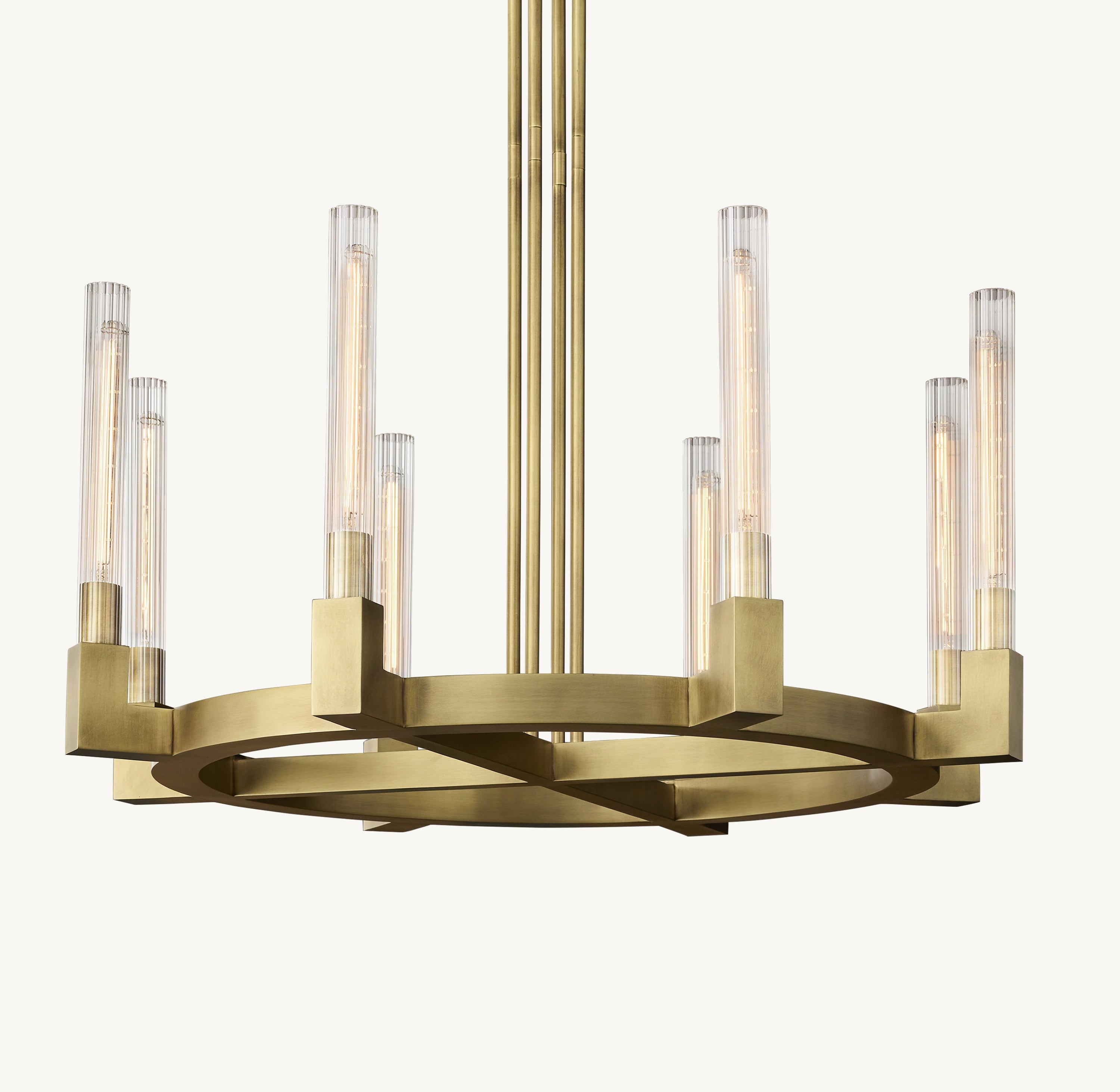 36 Inch Fluted-Glass Candlestick Round Chandelier - Cannele
