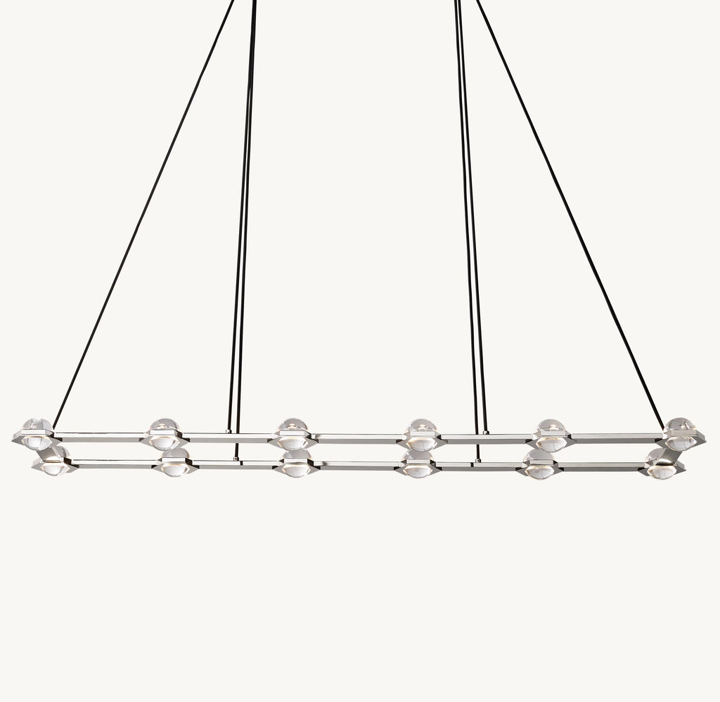 72 Inch Globe Crystal Rectangular Chandelier - Eclatant
