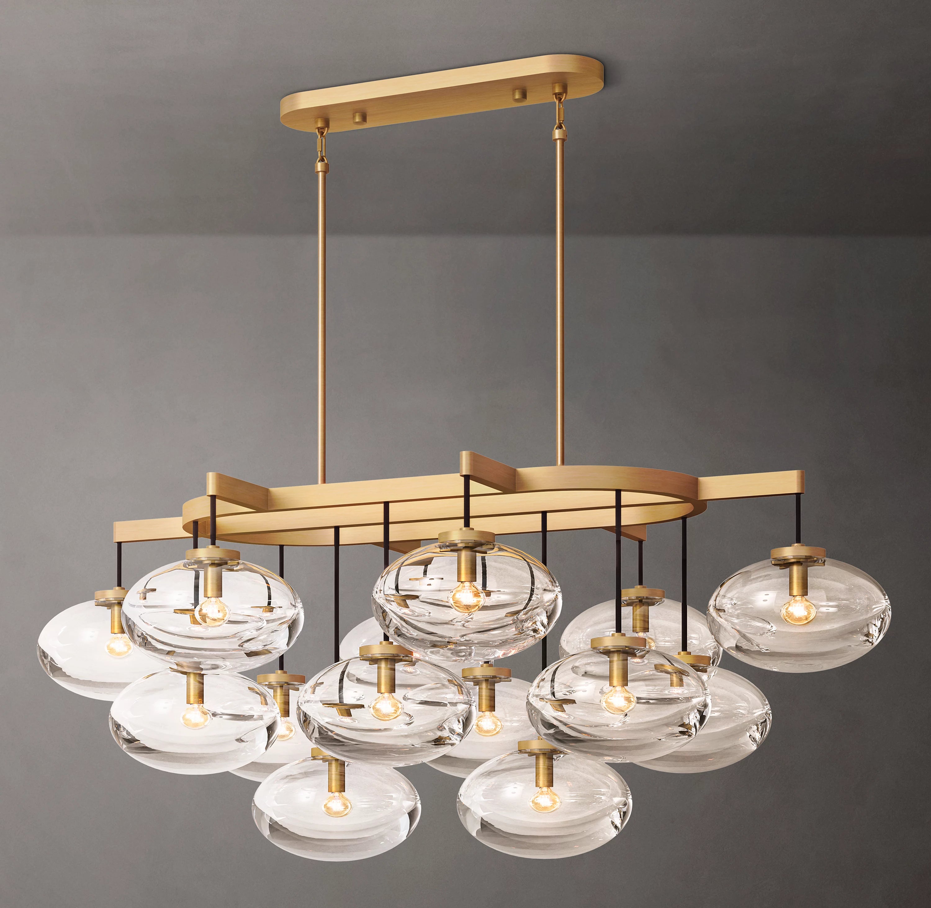 54 Inch Glass Bubble Oval Chandelier - Cabrette