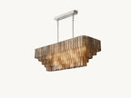 59 Inch Ribbed Smoked Glass Rectangular Chandelier - Sirene