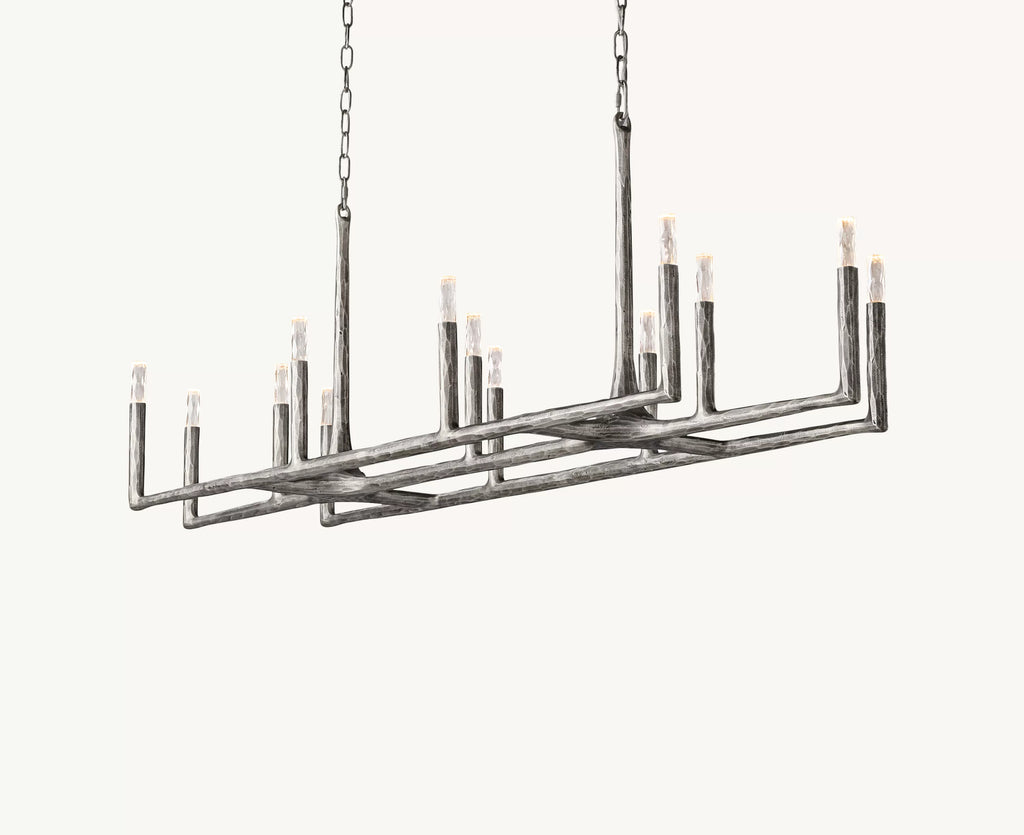 72 Inch Forged Candlestick Linear Chandelier - Thaddeus