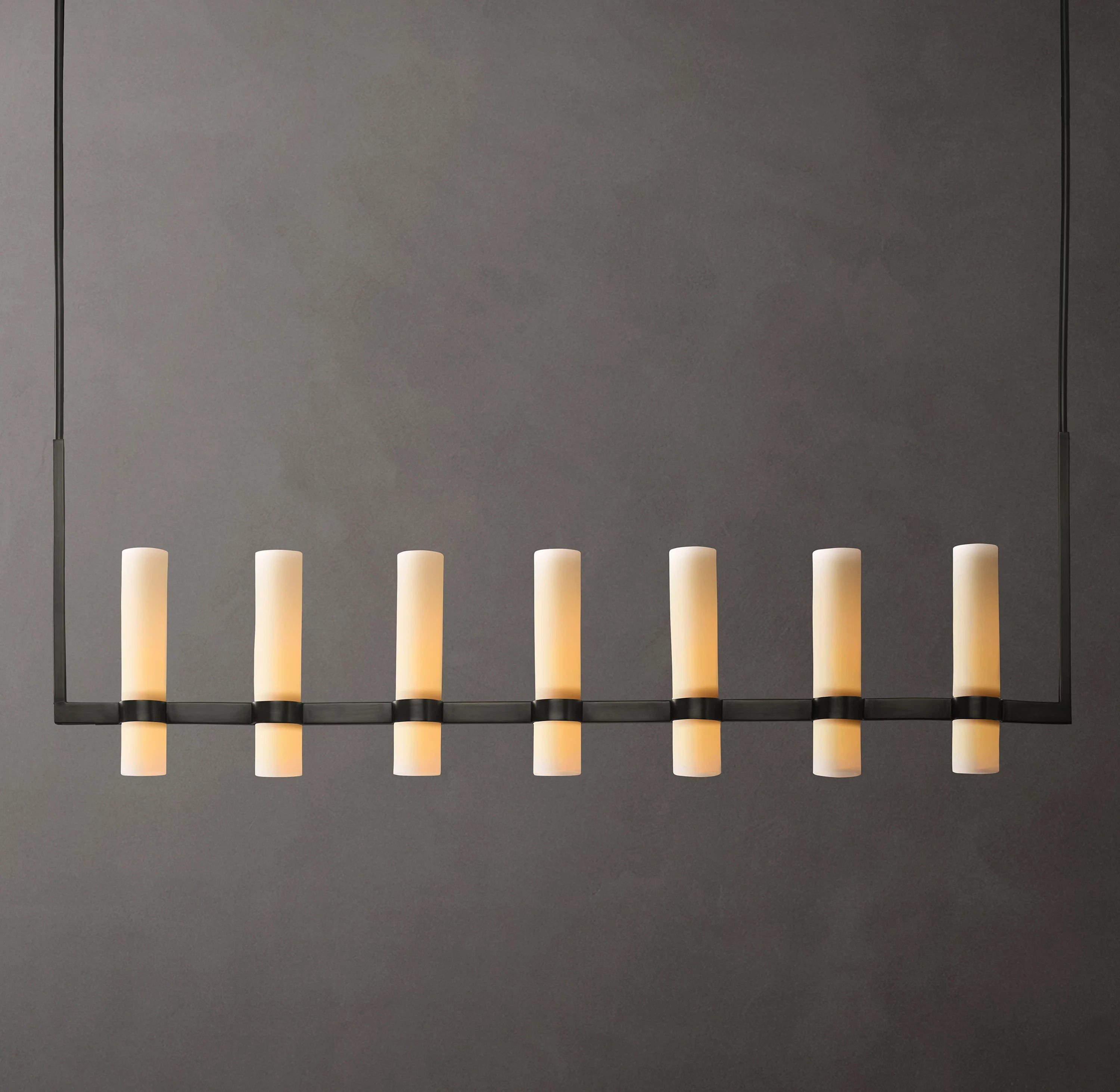 54 Inch Cylindrical Milk Glass Linear Chandelier - Ravelle