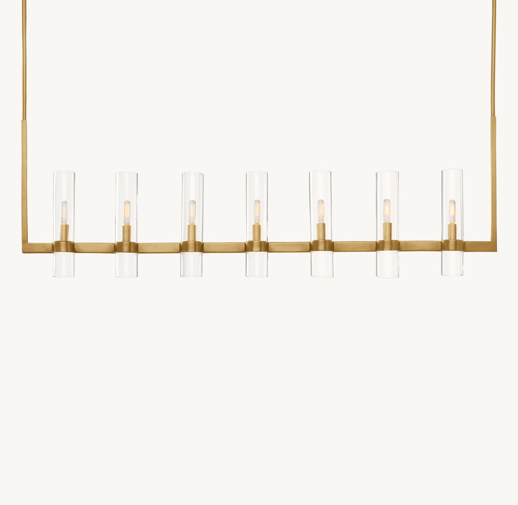 54 Inch Cylindrical Glass Candle Linear Chandelier - Ravelle