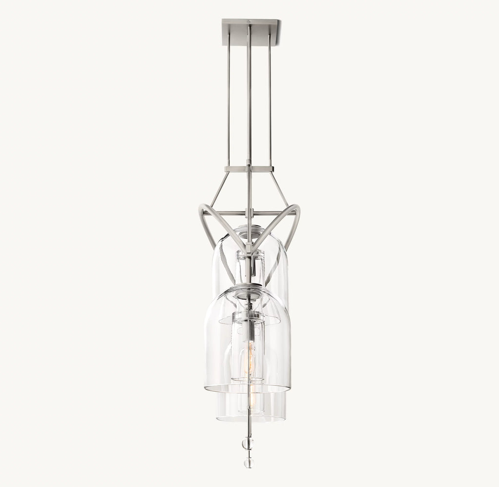 48 Inch Bell Glass Linear Chandelier - Fulcrum