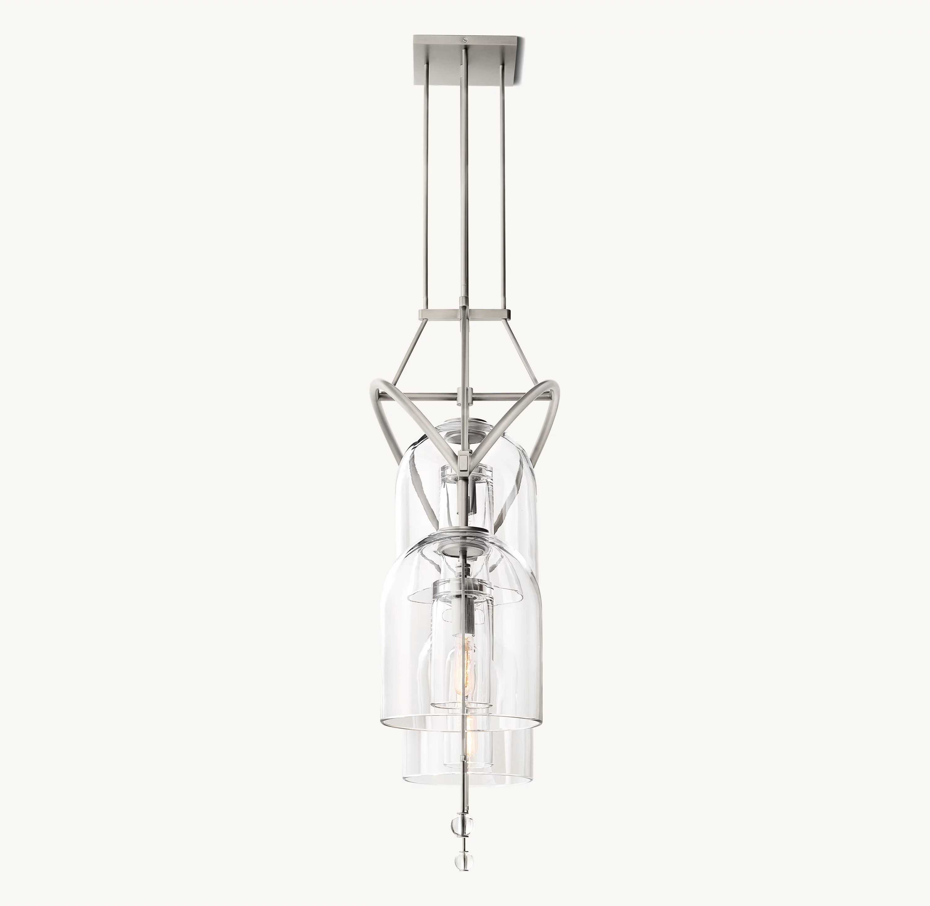 48 Inch Bell Glass Linear Chandelier - Fulcrum