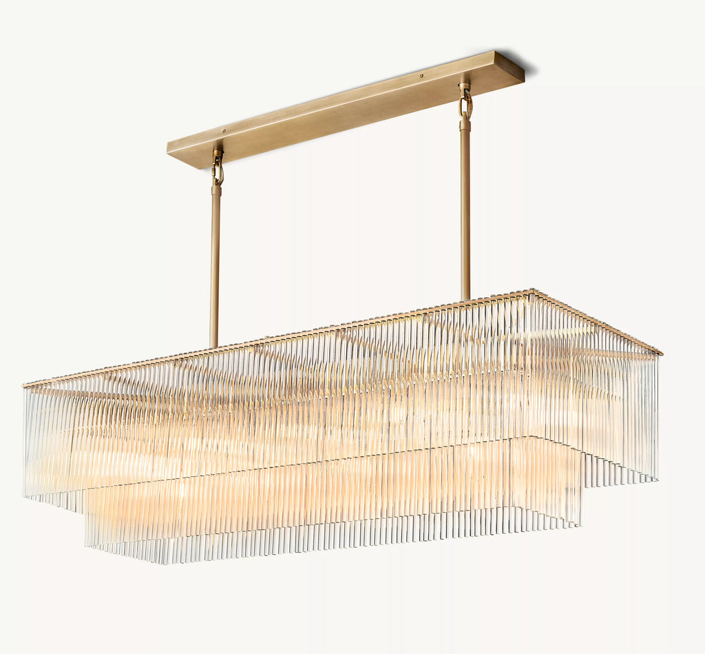 54 Inch Crystal Rod Rectangular Chandelier - Amadeo