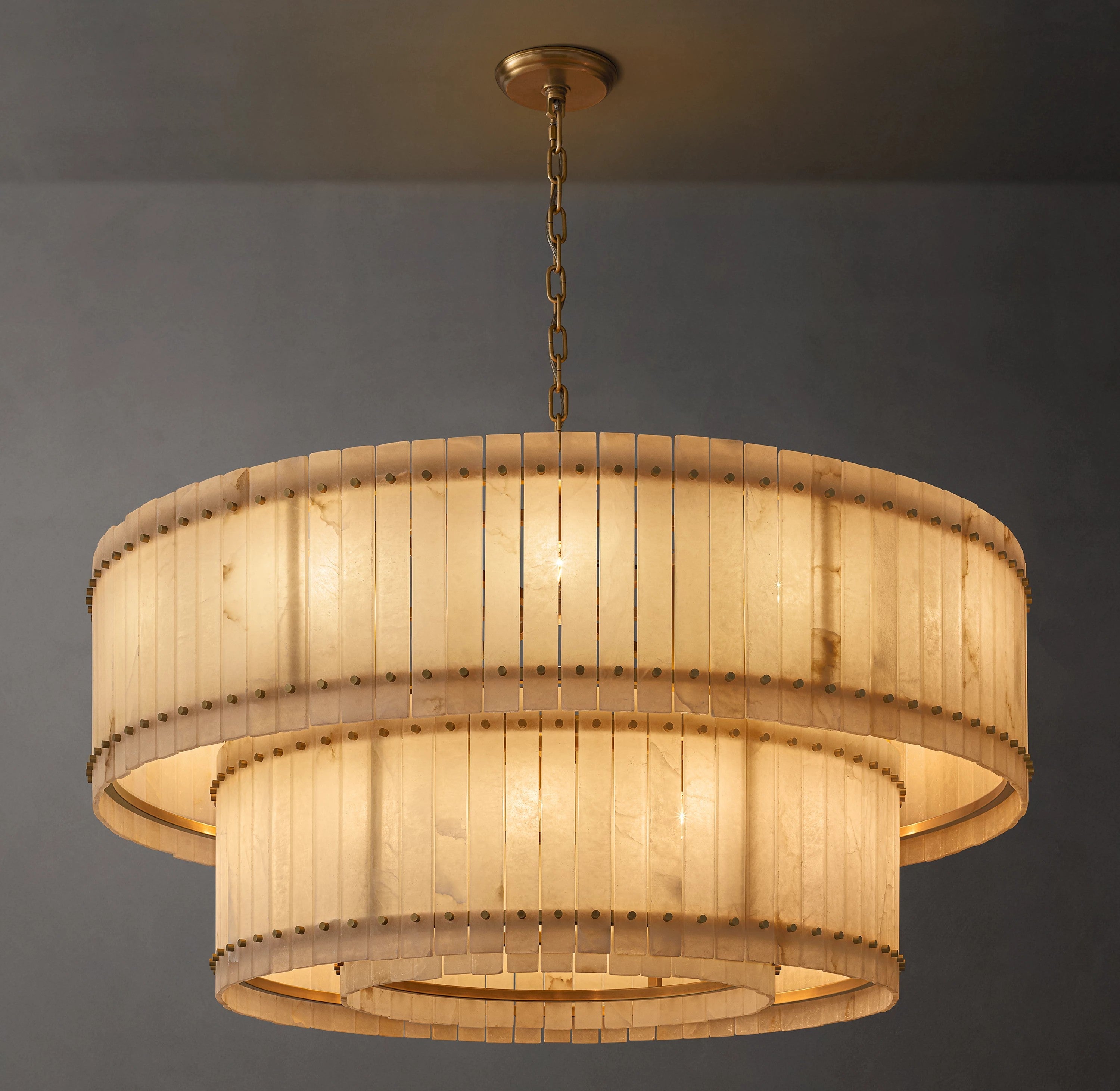 60 Inch Alabaster Two-Tier Chandelier - San Marco