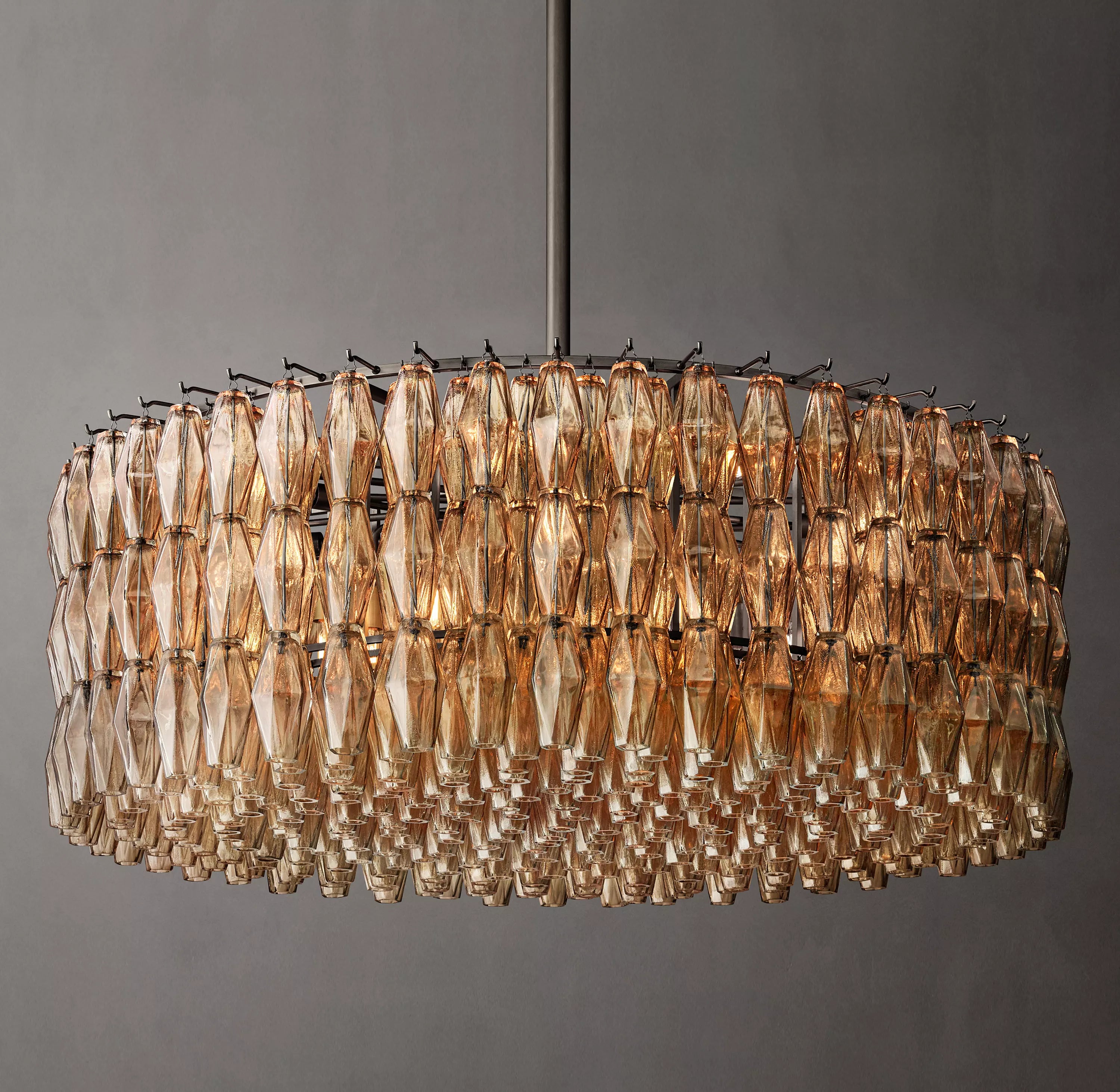 46 Inch Smoked Murano Glass Round Chandelier - Chiara